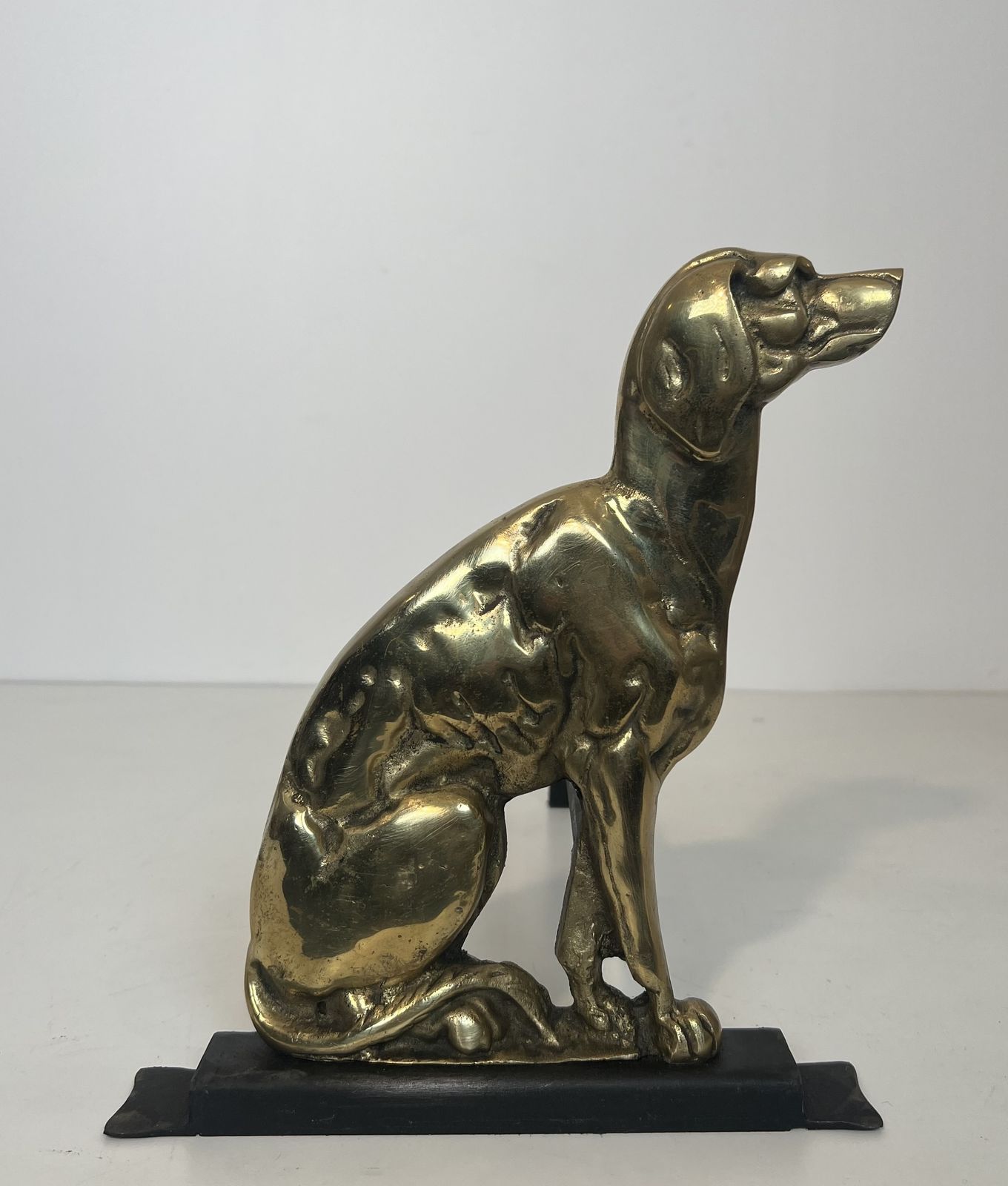 Pair Of Chiseled Bronze Andirons Representing Dogs From The Art Deco Period photo vinterior