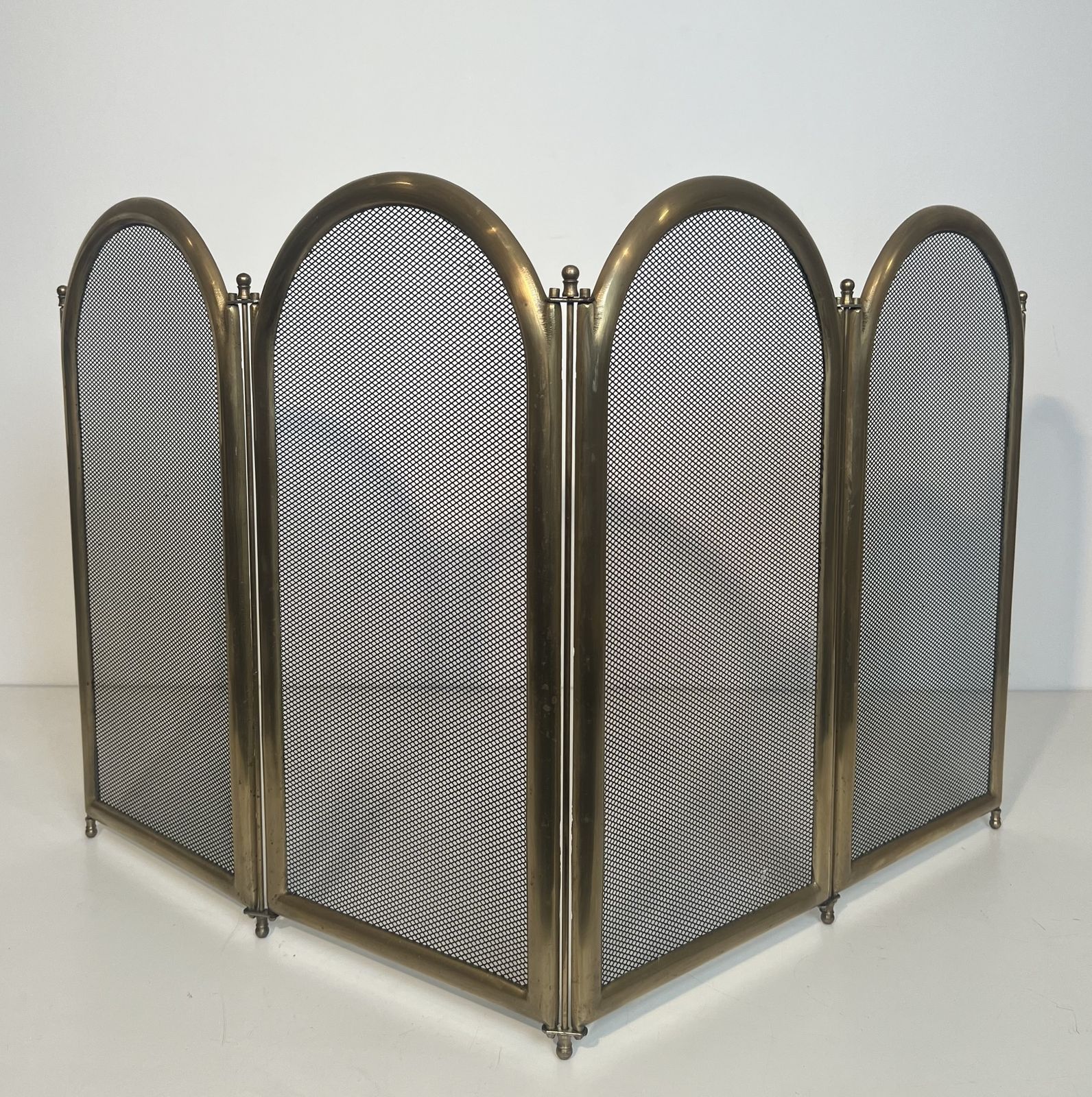 Neoclassical Style Brass And Mesh Fire Screen photo Home Fixtures