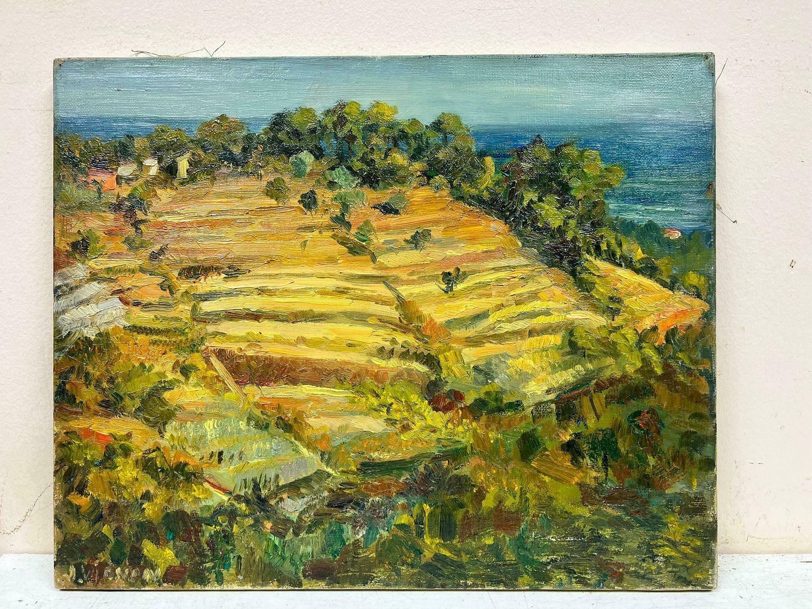 Josine Vignongolden Harvest French Field Landscape Impressionist Oil1960's photo furniture