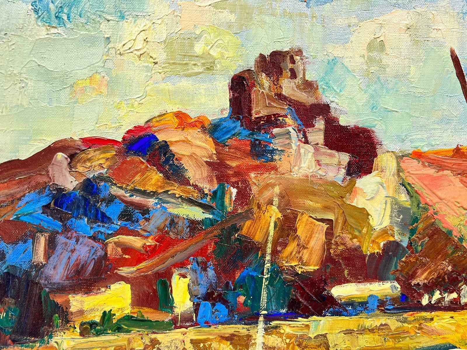 Josine Vignonvibrant Boats At The French Harbour Impressionist Signed Thick Oil Impasto1960's photo Art