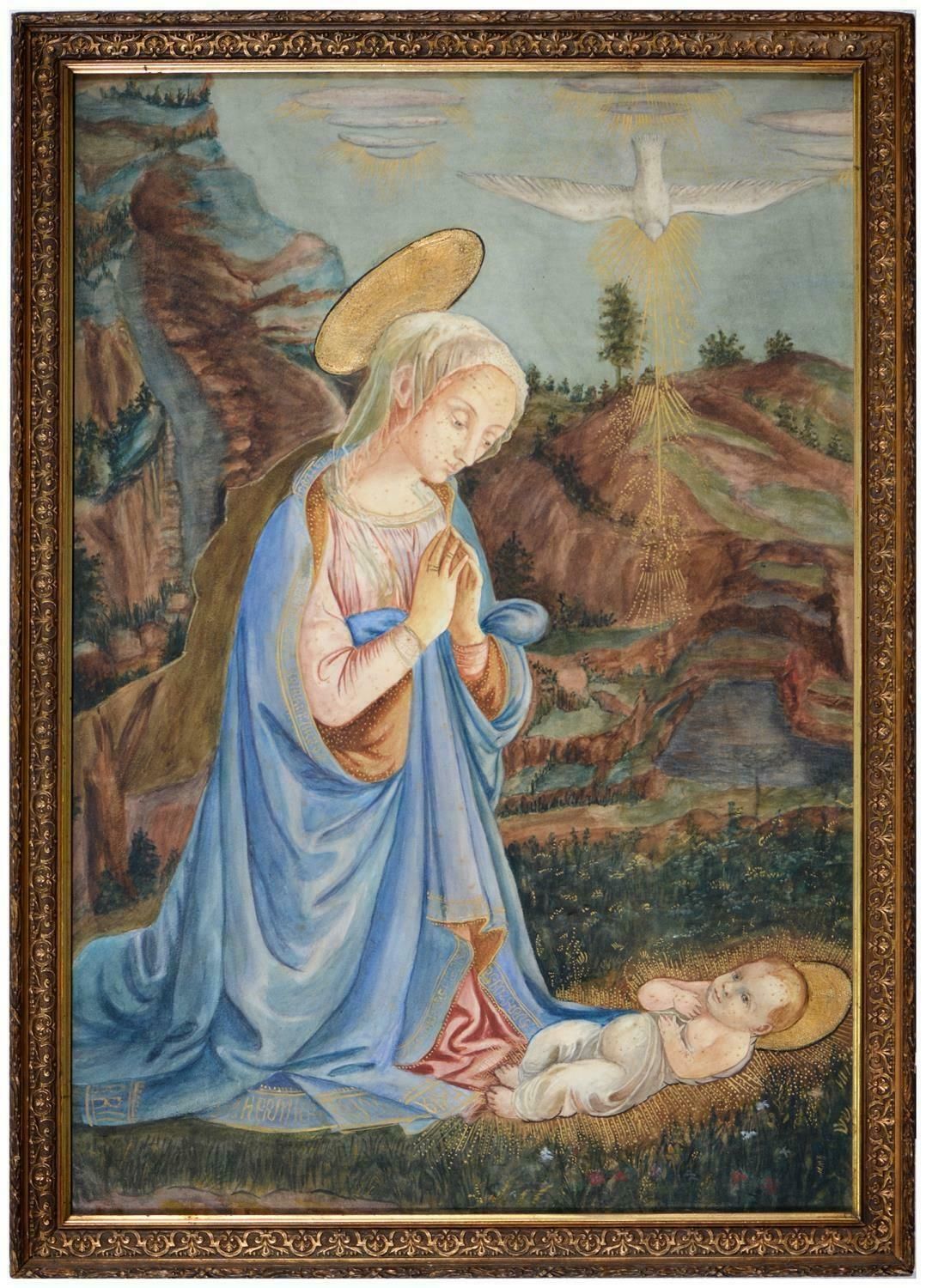 The Adoration Of The Christ Child Fine Renaissance Old Master Painting Large photo furniture