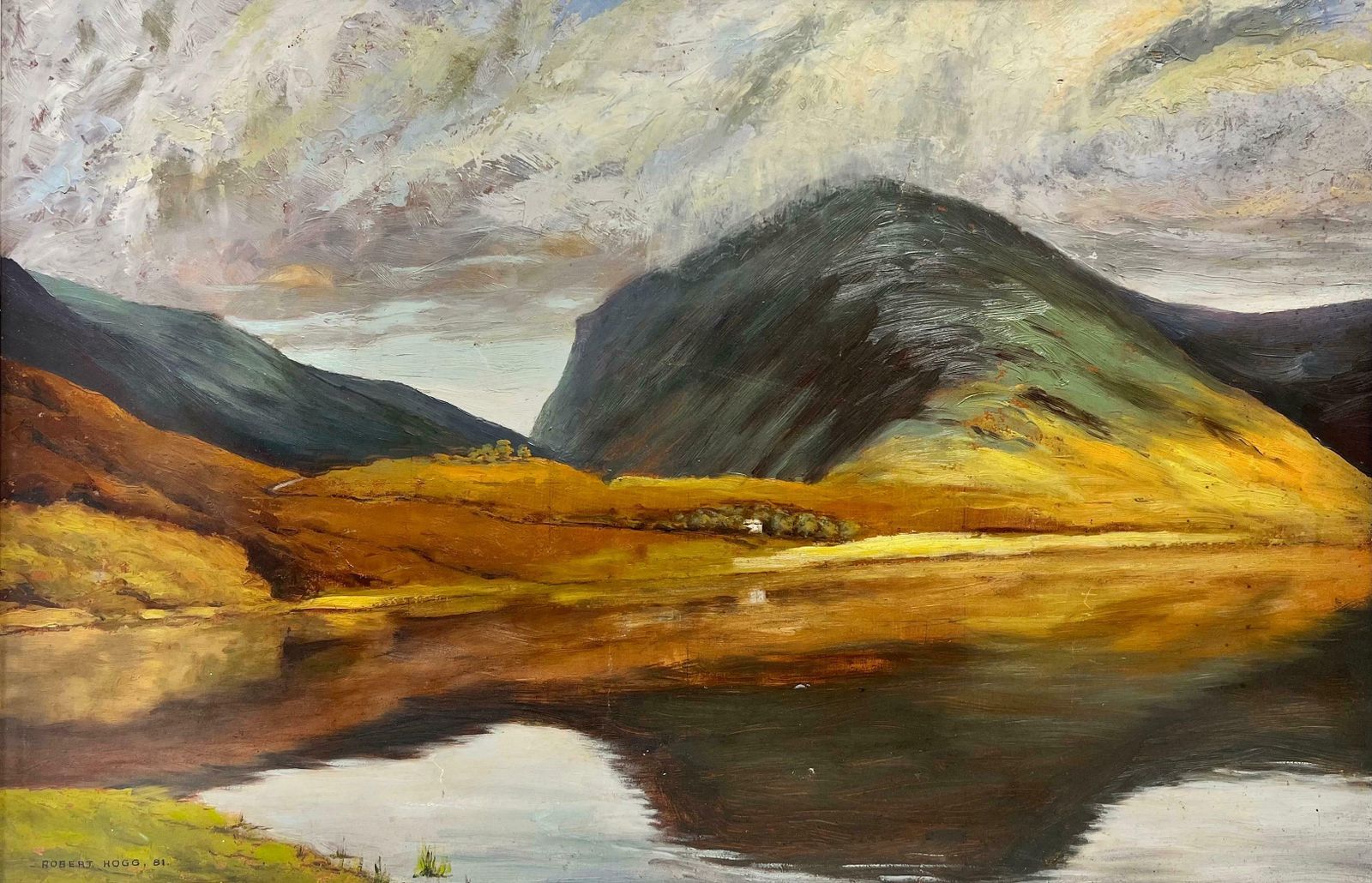Robert Hoggbuttermere Lake District Moody & Atmospheric Landscape Clouds Over Lake, Signed