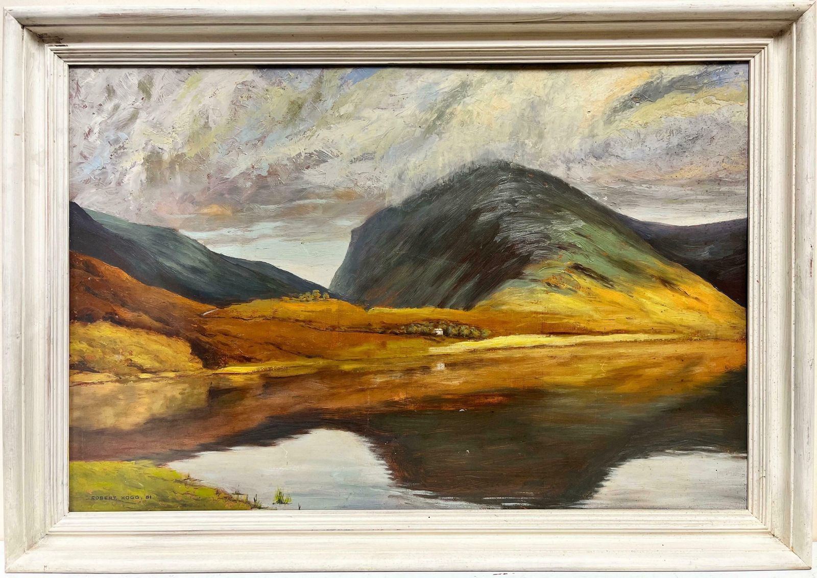 Robert Hoggbuttermere Lake District Moody & Atmospheric Landscape Clouds Over Lake, Signed photo furniture