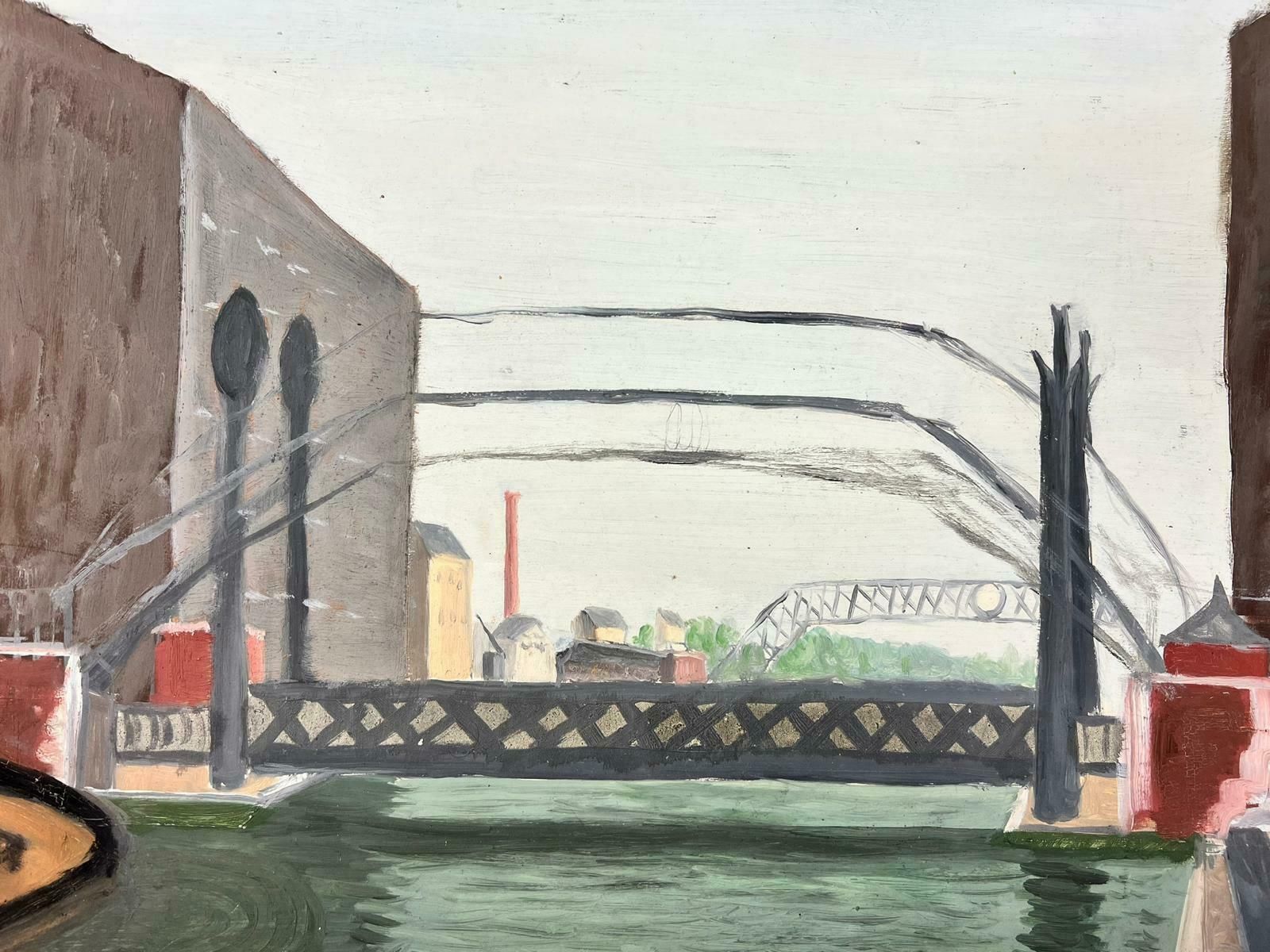 Genevieve Zondervan (1922 2013)genevieve Zondervan (1922 2013) French Oil Painting   Power Station Bridge  C. 1960's