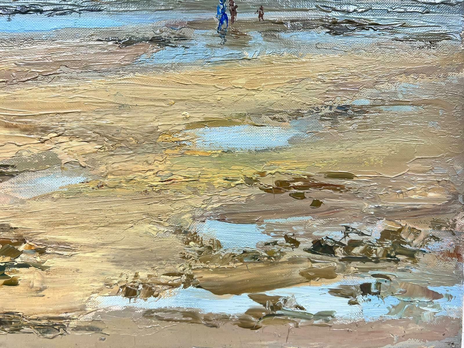 Josine Vignonfigures Walking On The Southern French Beach Post Impressionist Signed Oil 1960's photo for sale