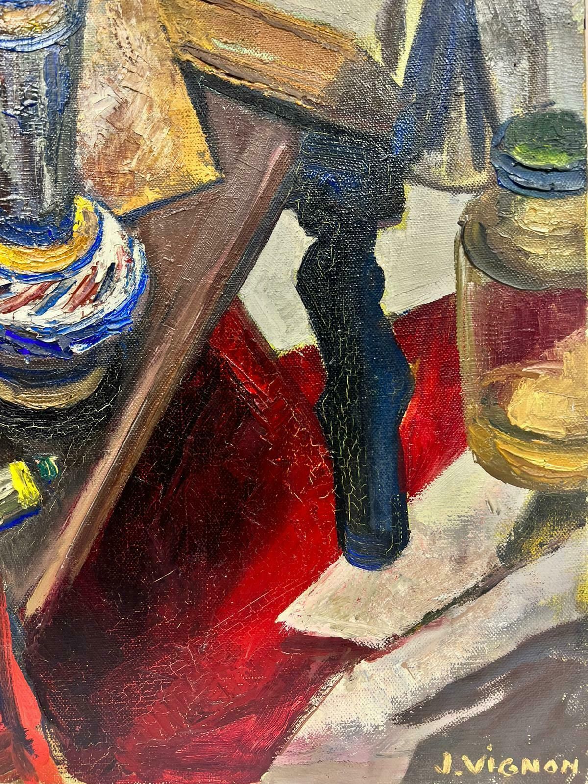 Josine Vignonthe Artist's Studio Post Impressionist Signed Oil Interior Scene1960's photo Art