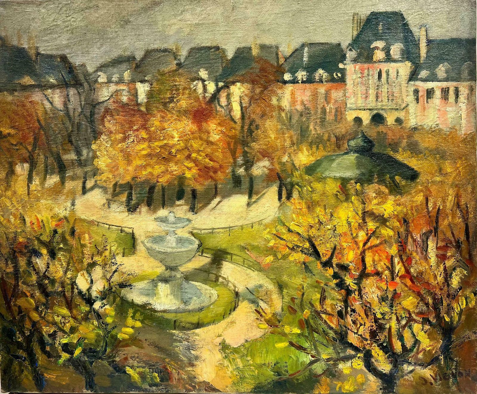 Josine Vignonautumn At Le Maris Park Paris Landscape French Post Impressionist Signed Oil 1960's