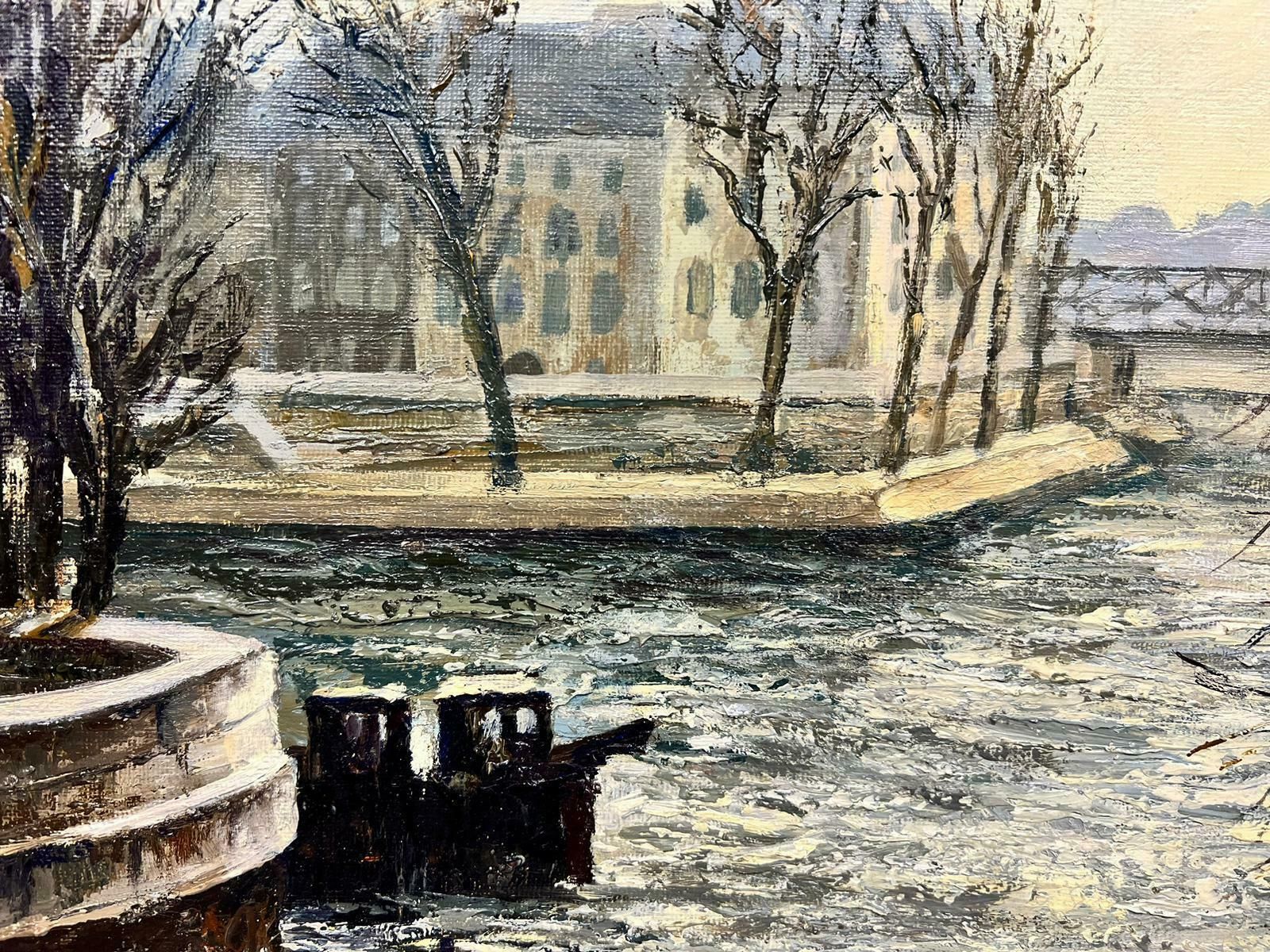 Josine Vignonwinter In Paris Along The Seine French Post Impressionist  Signed Oil 1960's photo vinterior