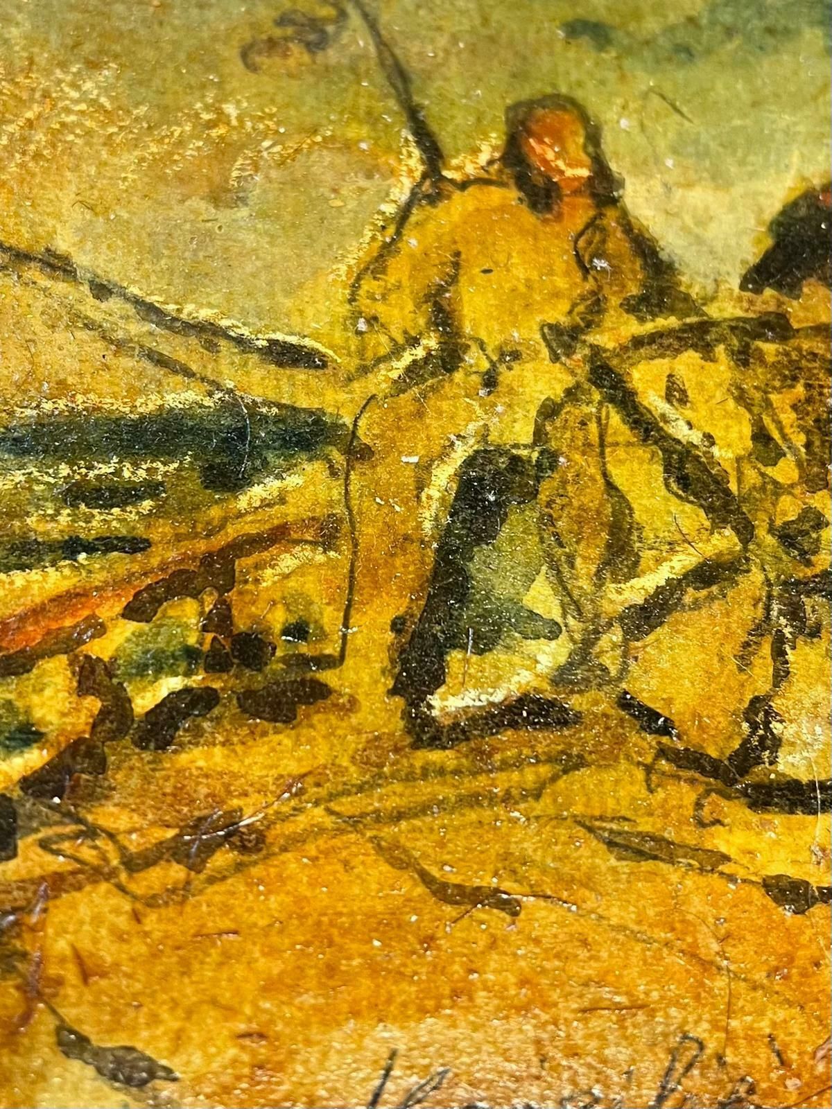 Maurice Mazeiliemaurice Mazeilie   French Oil Landscape   Three Figures Turning A Wheel photo for sale