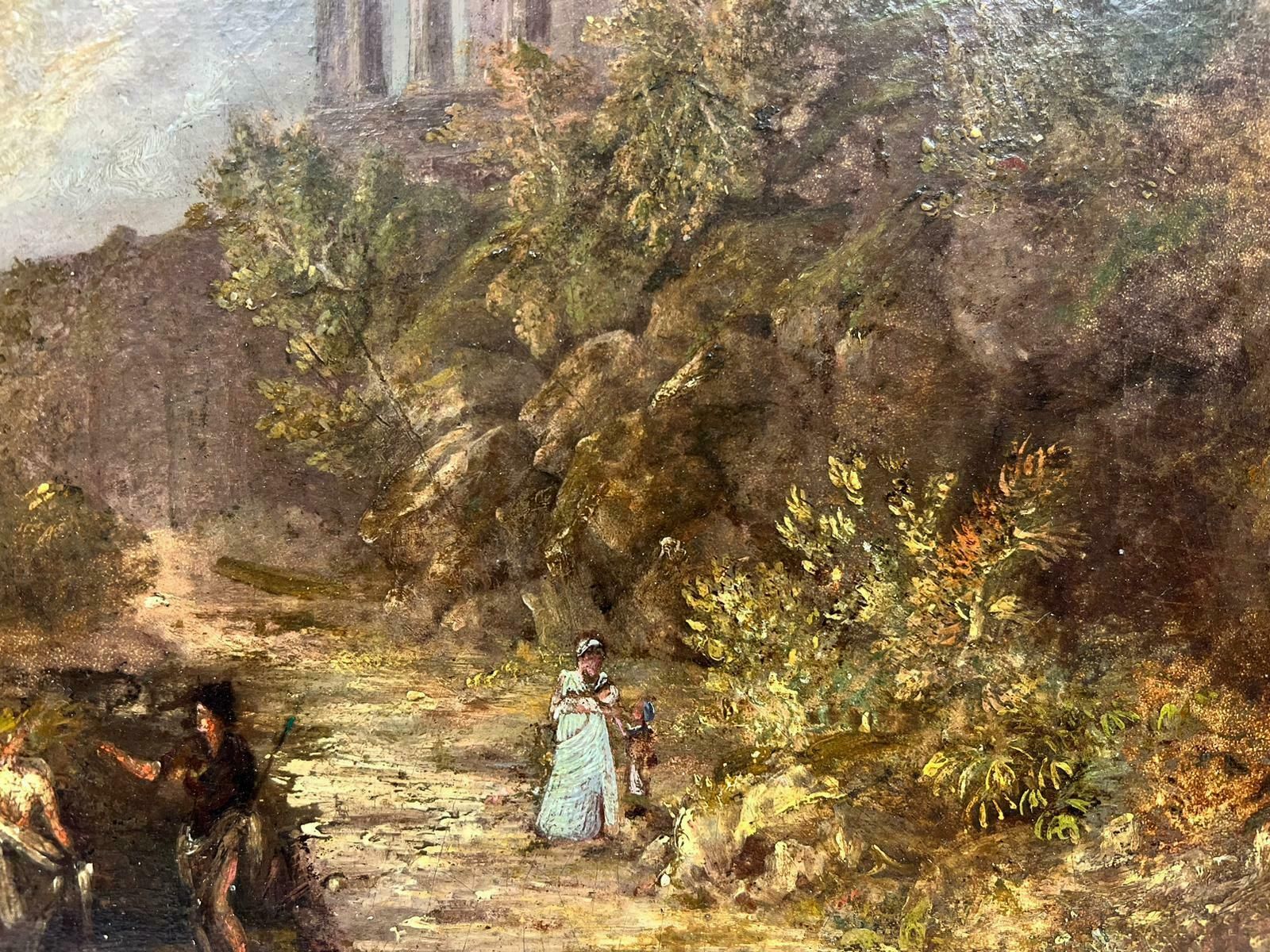 19th Century English Schoolfine Victorian Grand Tour Oil Painting Travellers At Temple Of Vista At Tivoli19th Century photo 1636.0