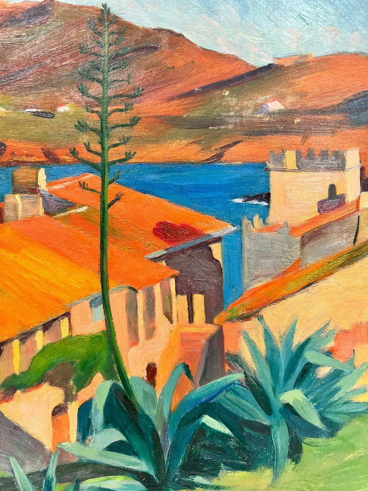Suzanne Crochet1930's French Post Impressionist Oil Painting Orange House Roofs Green Plantsc. 1930's photo 664.0