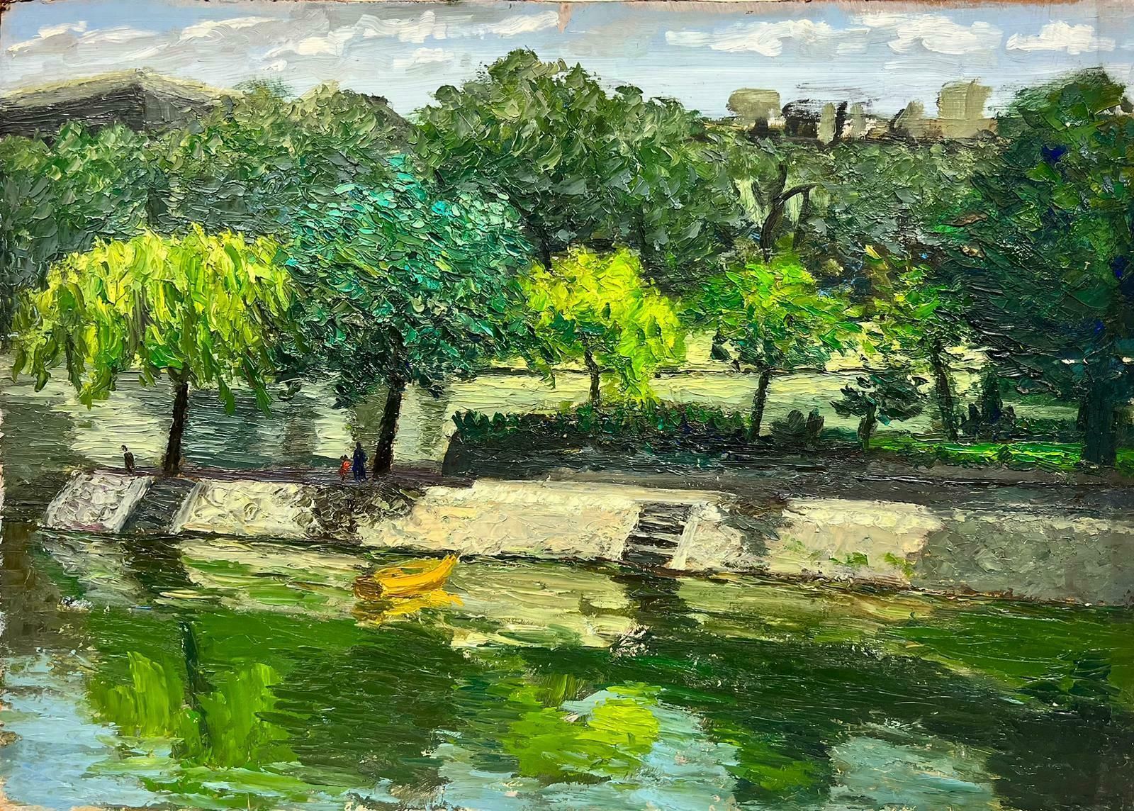 Josine Vignonspring Time Down By The Peaceful River Thick Oil Impasto Landscape1960's
