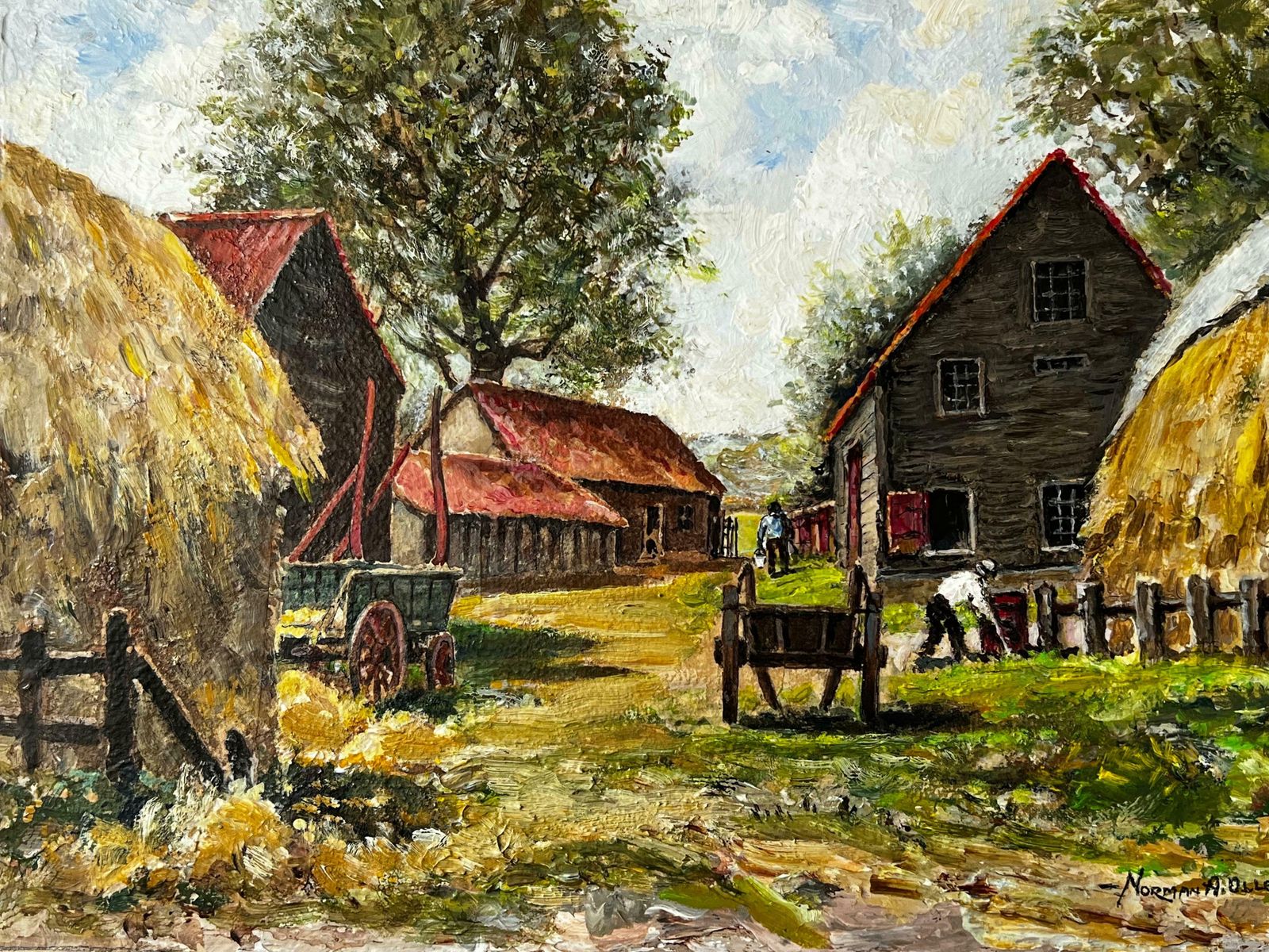 Norman A Olleysurrey Farmyard Of Farmers At Work   British Landscape photo furniture