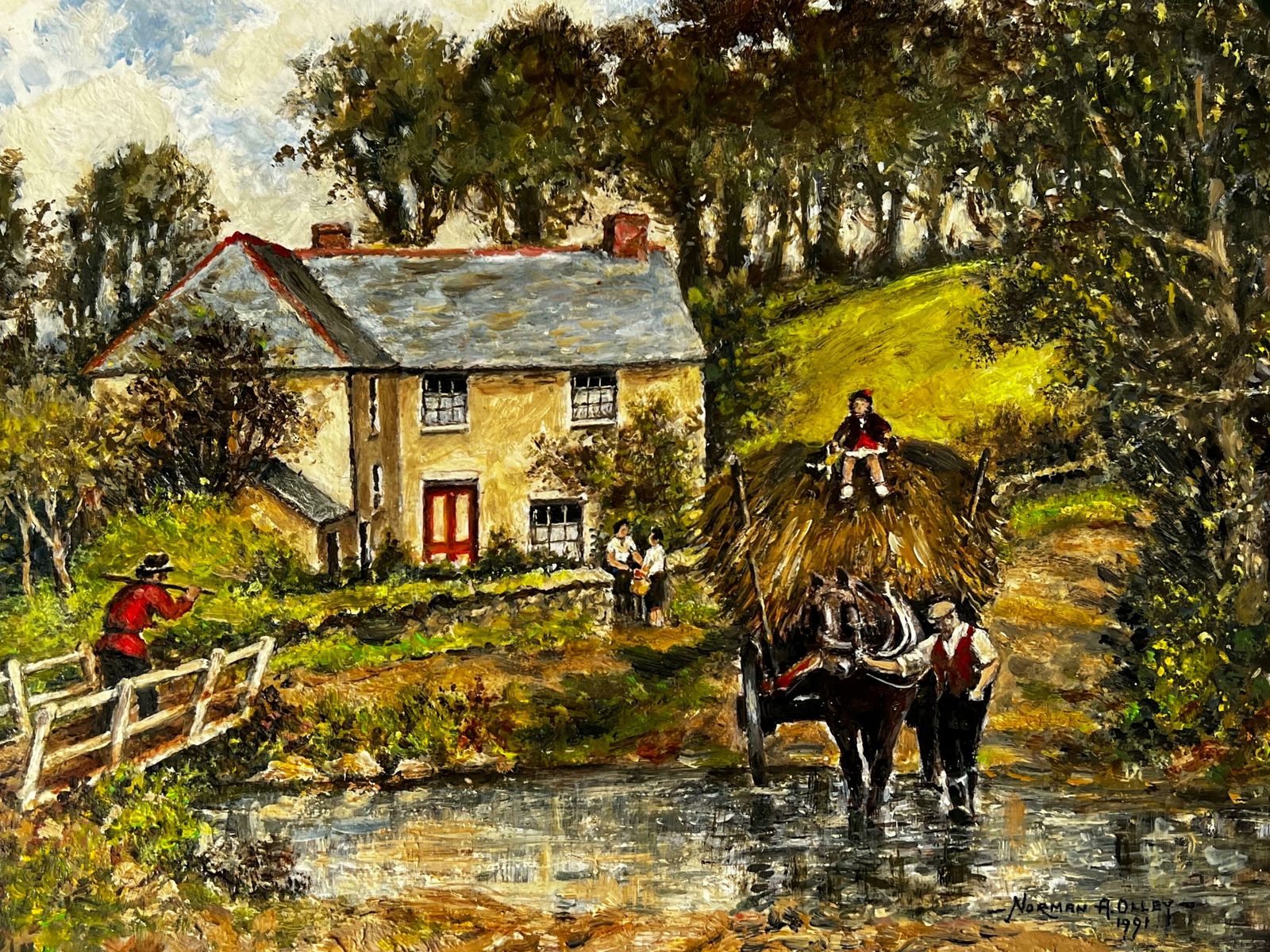 Norman A Olleycrossing The Brook By Village Cottage, Treglith Cornwall photo furniture