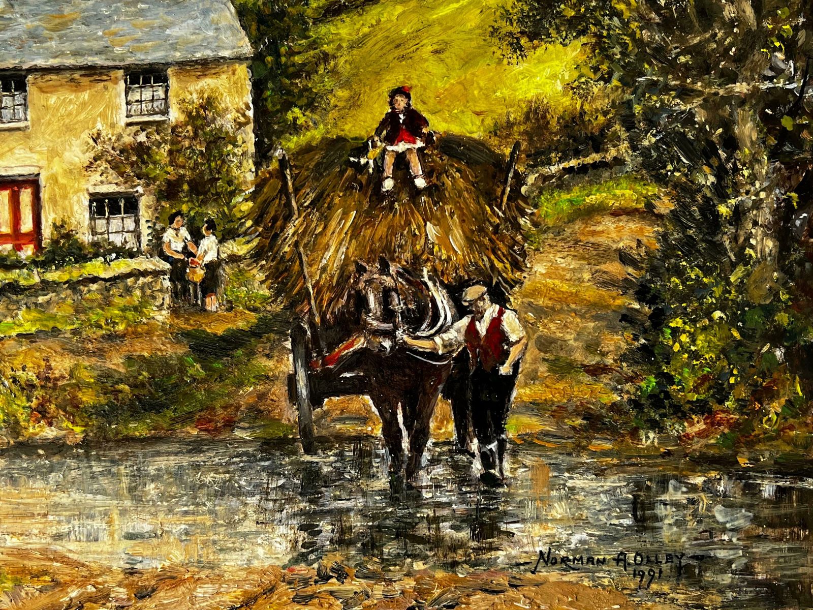 Norman A Olleycrossing The Brook By Village Cottage, Treglith Cornwall photo Art