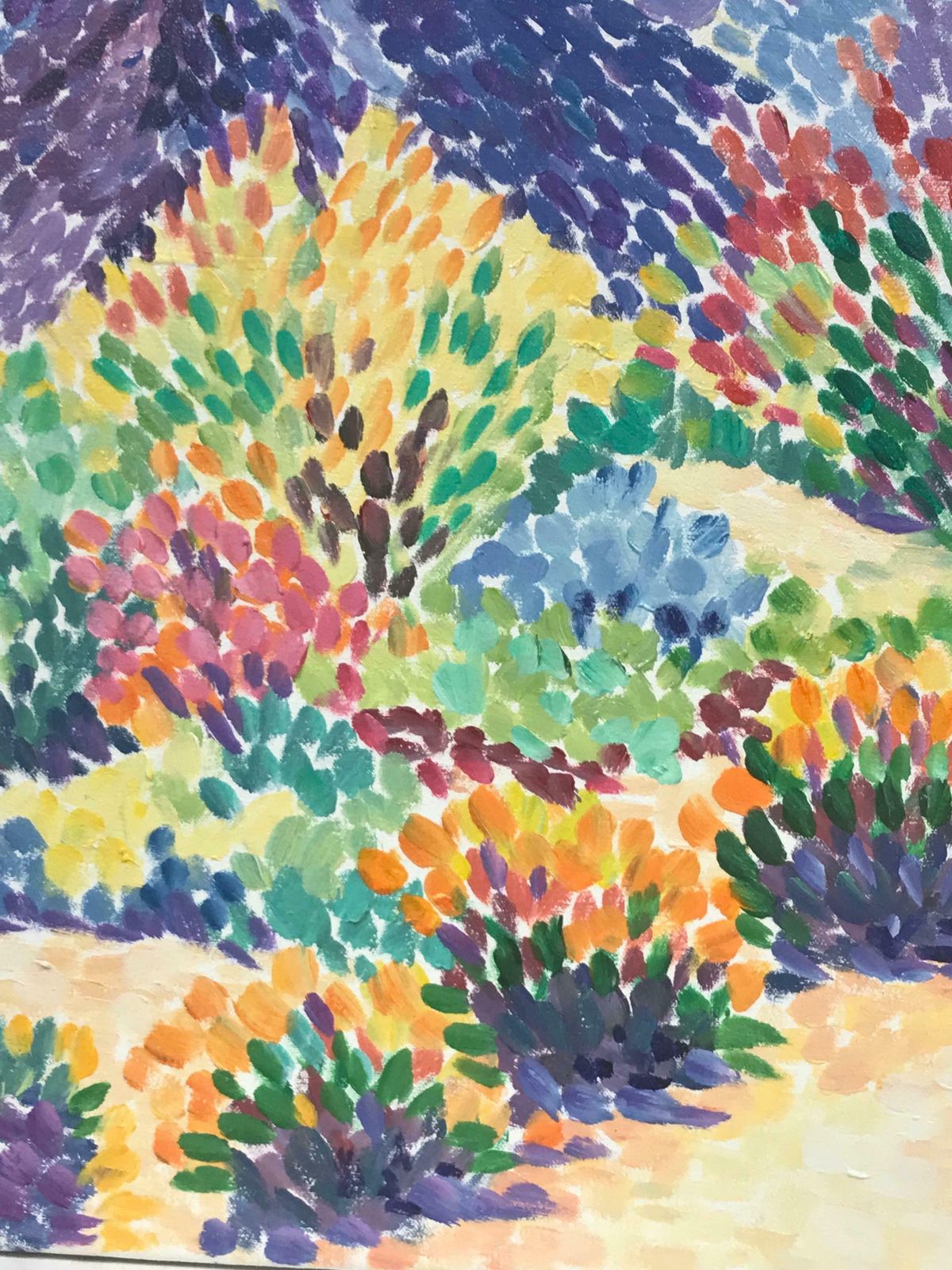 Maggy Claryssepointillist Original Oil Painting  Wild Flowers In Provence Landscapec. 2000 photo 767.0