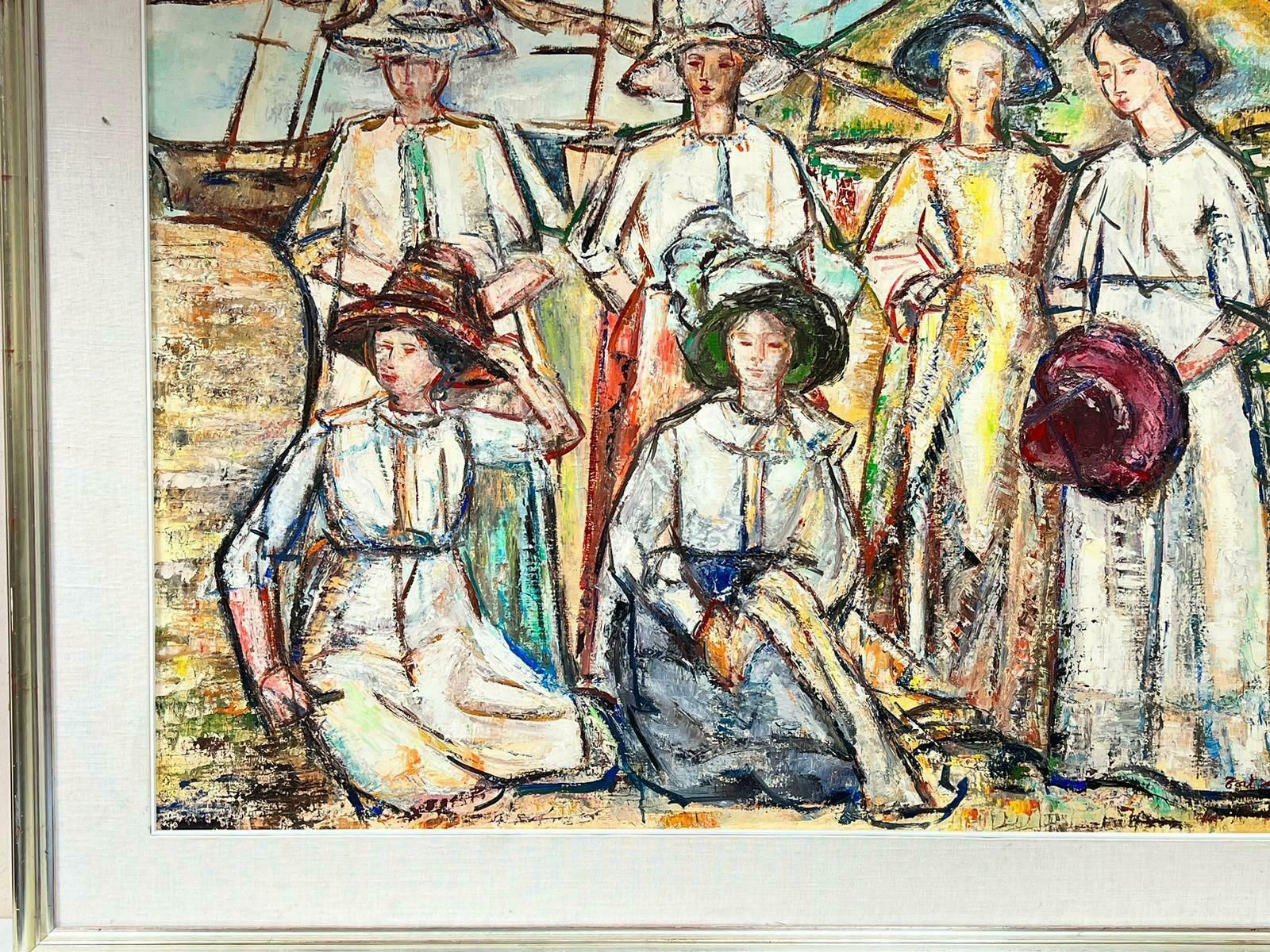 Maria Tort Xirauhuge Spanish/ French Oil Painting Elegant Ladies On The Beach Group Portrait1991 photo for sale