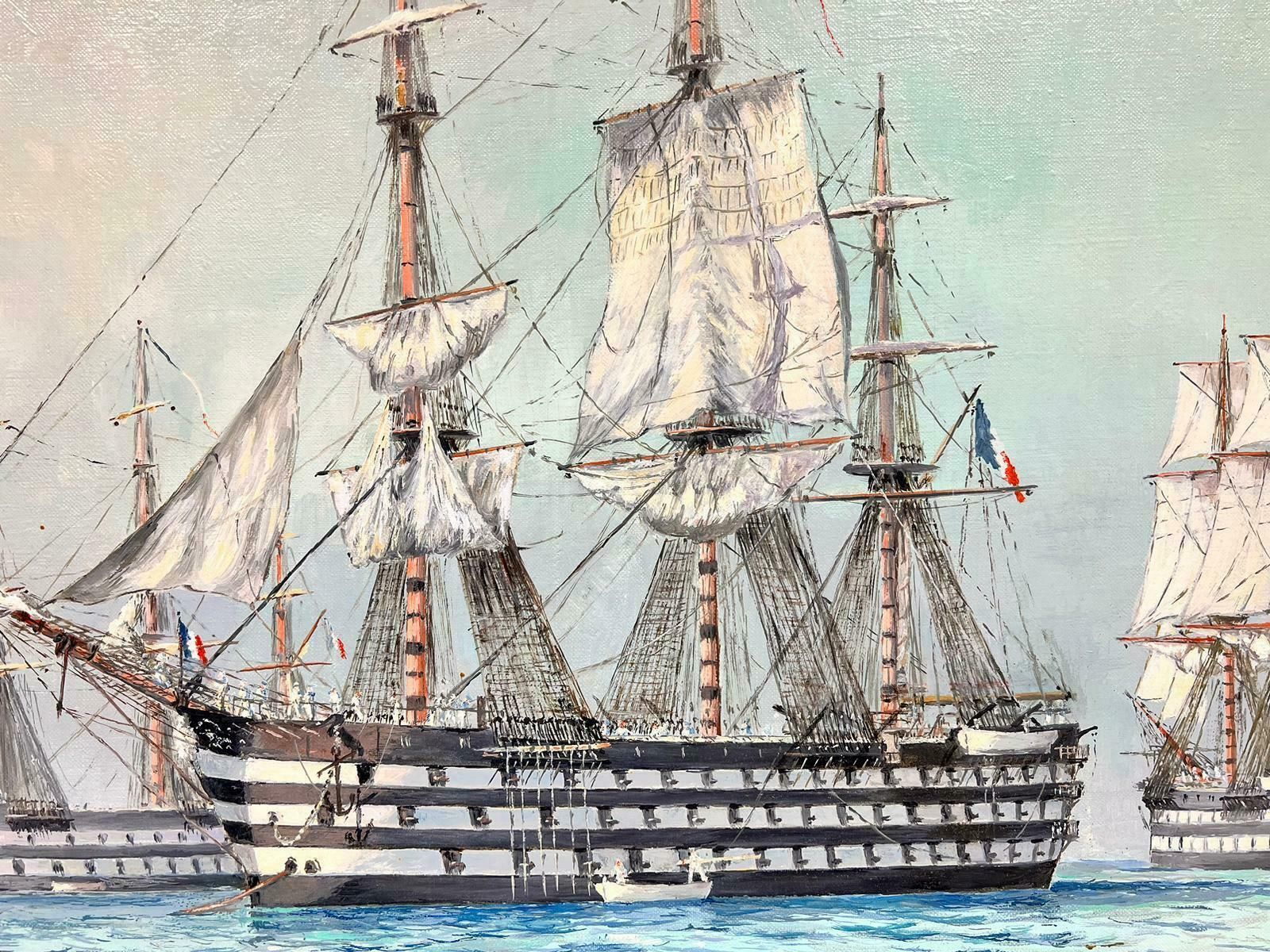 Eug.Mauviefine Napoleonic Wars Period French Tall Ships At Sea, Signed Oil On Canvas photo buy