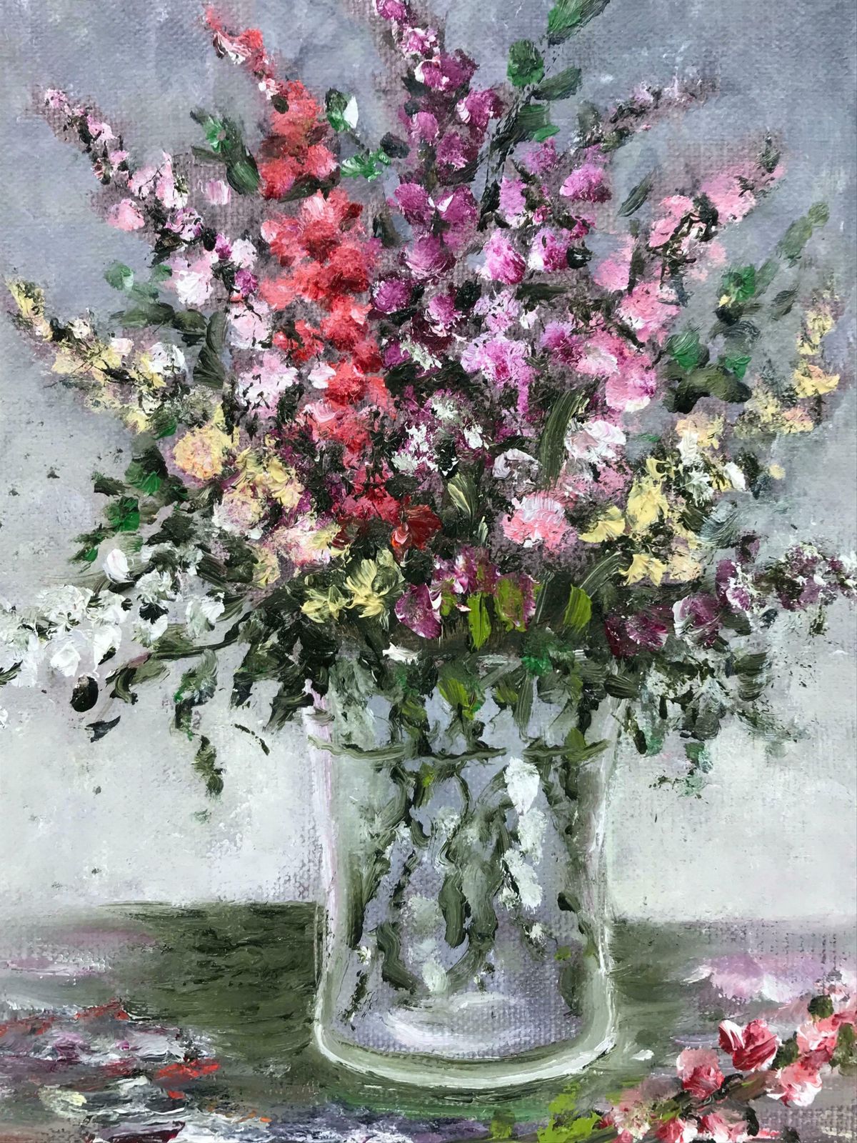 B. Rigaudierefrench Impressionist Oil Painting Bright Flowers In Glass Vase photo Art