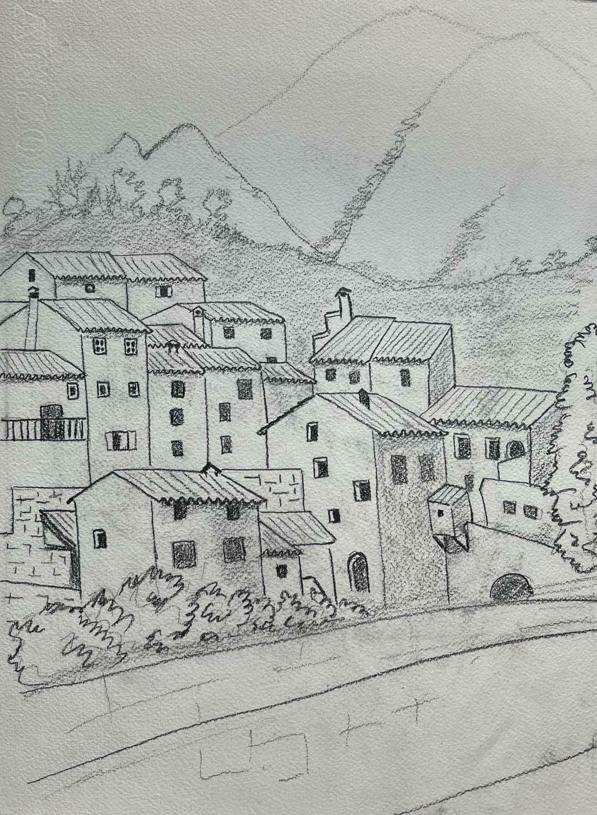 Bernard Labbe1950's Modernist/ Cubist Painting   French Town Landscape1950's