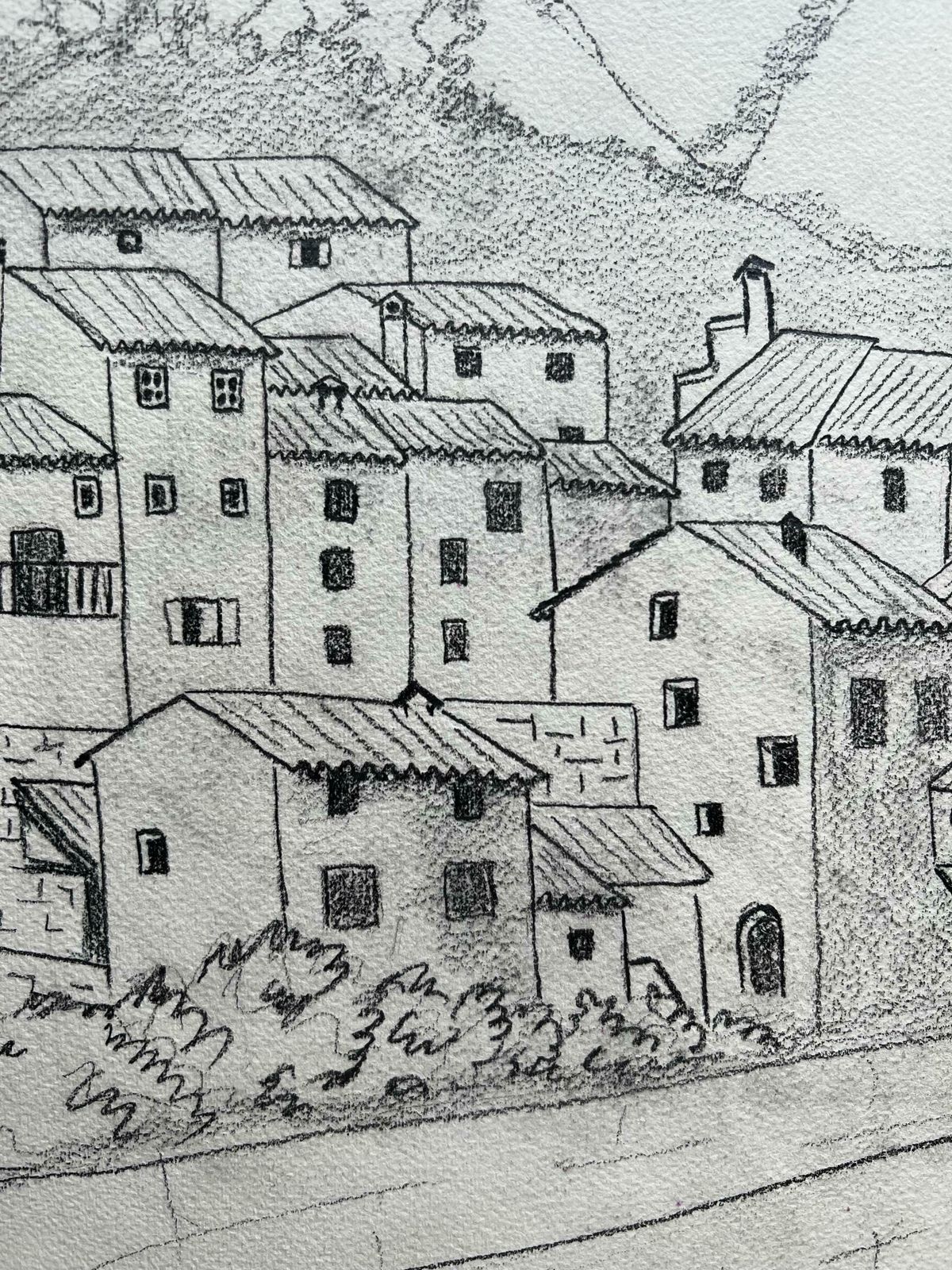 Bernard Labbe1950's Modernist/ Cubist Painting   French Town Landscape1950's photo furniture