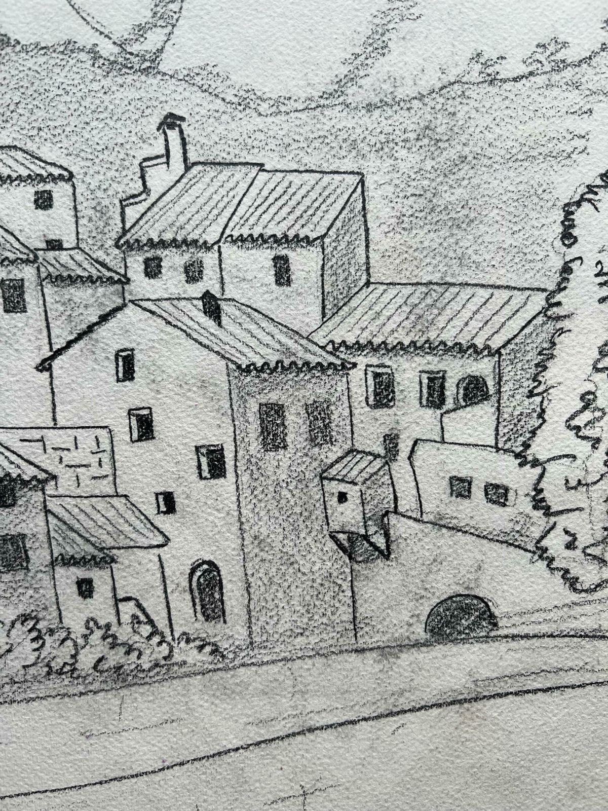Bernard Labbe1950's Modernist/ Cubist Painting   French Town Landscape1950's photo Art