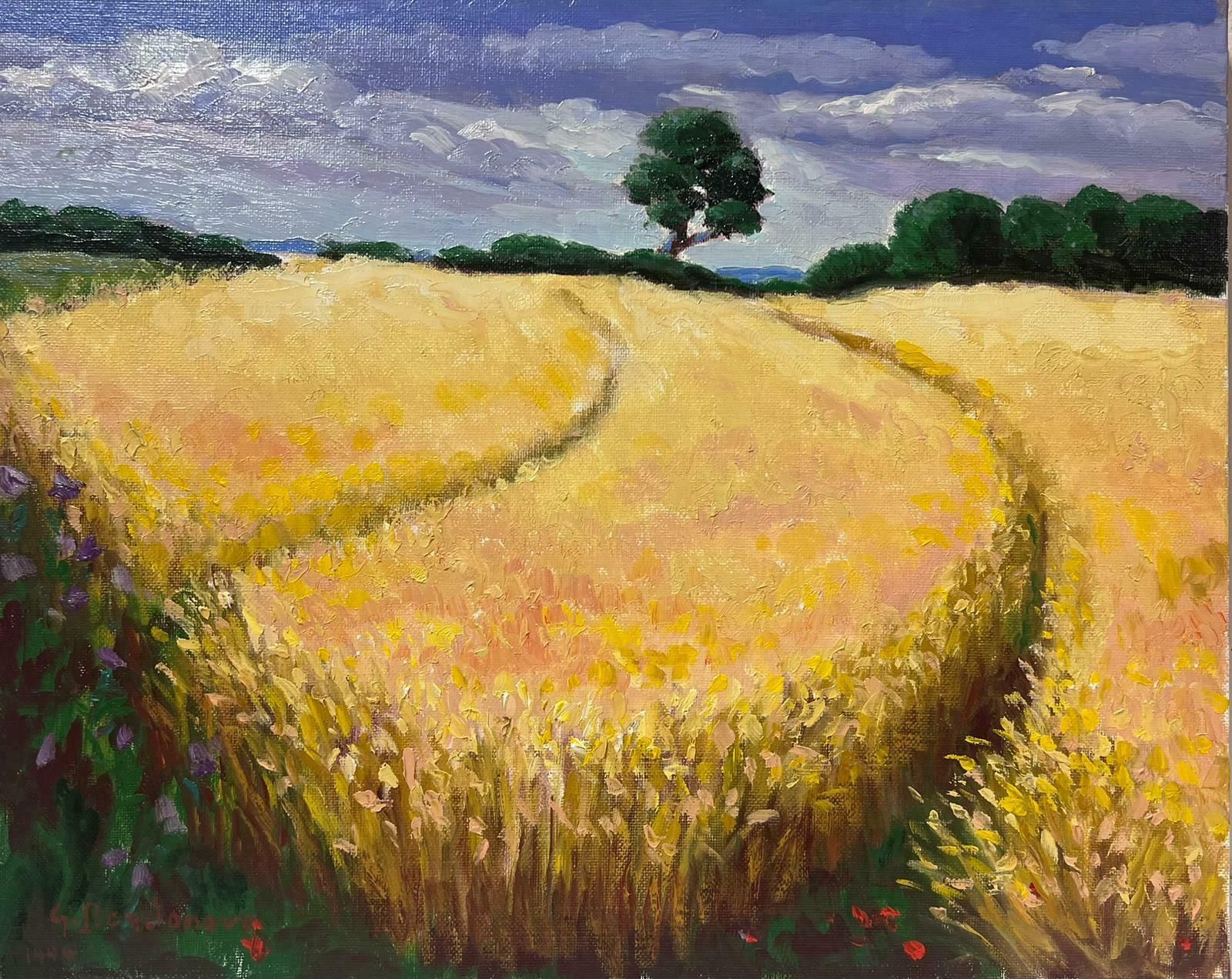 Georges Bordonovecontemporary French Impressionist Oil Golden Wheat Fields & Trees Landscape