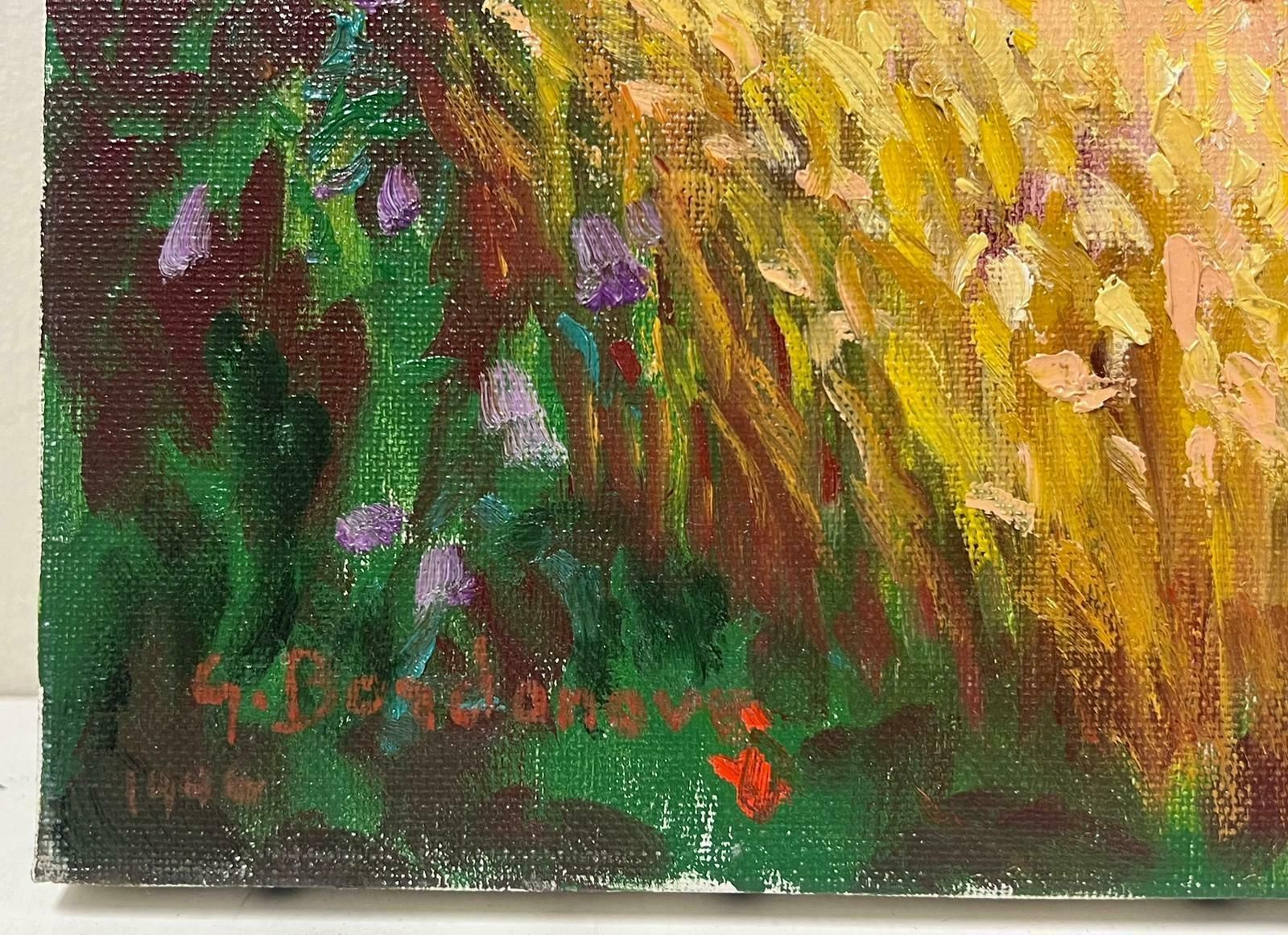 Georges Bordonovecontemporary French Impressionist Oil Golden Wheat Fields & Trees Landscape photo for sale