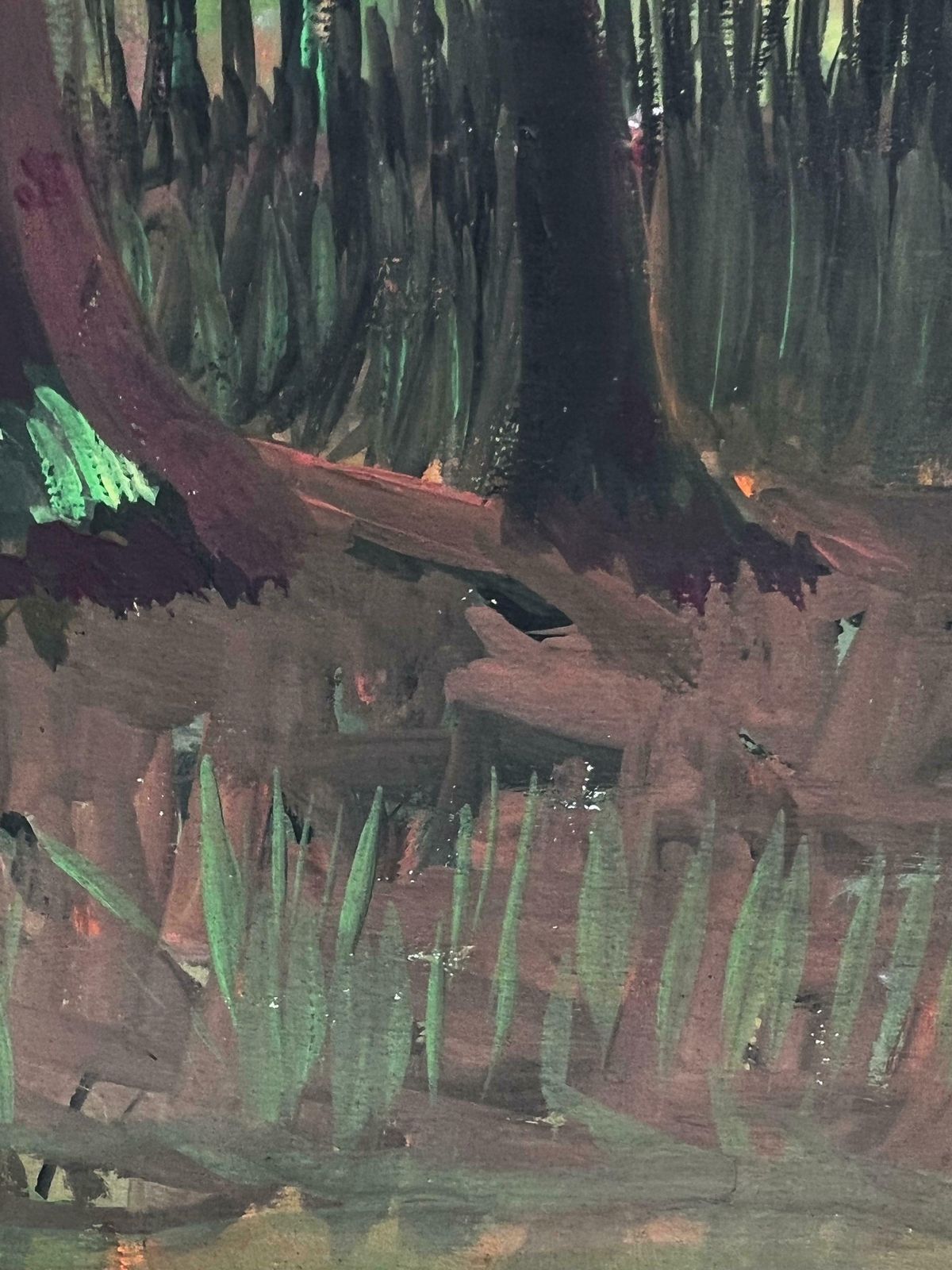 Bernard Labbe1950's Modernist/ Cubist Painting   Tree Trunks1950's photo Art