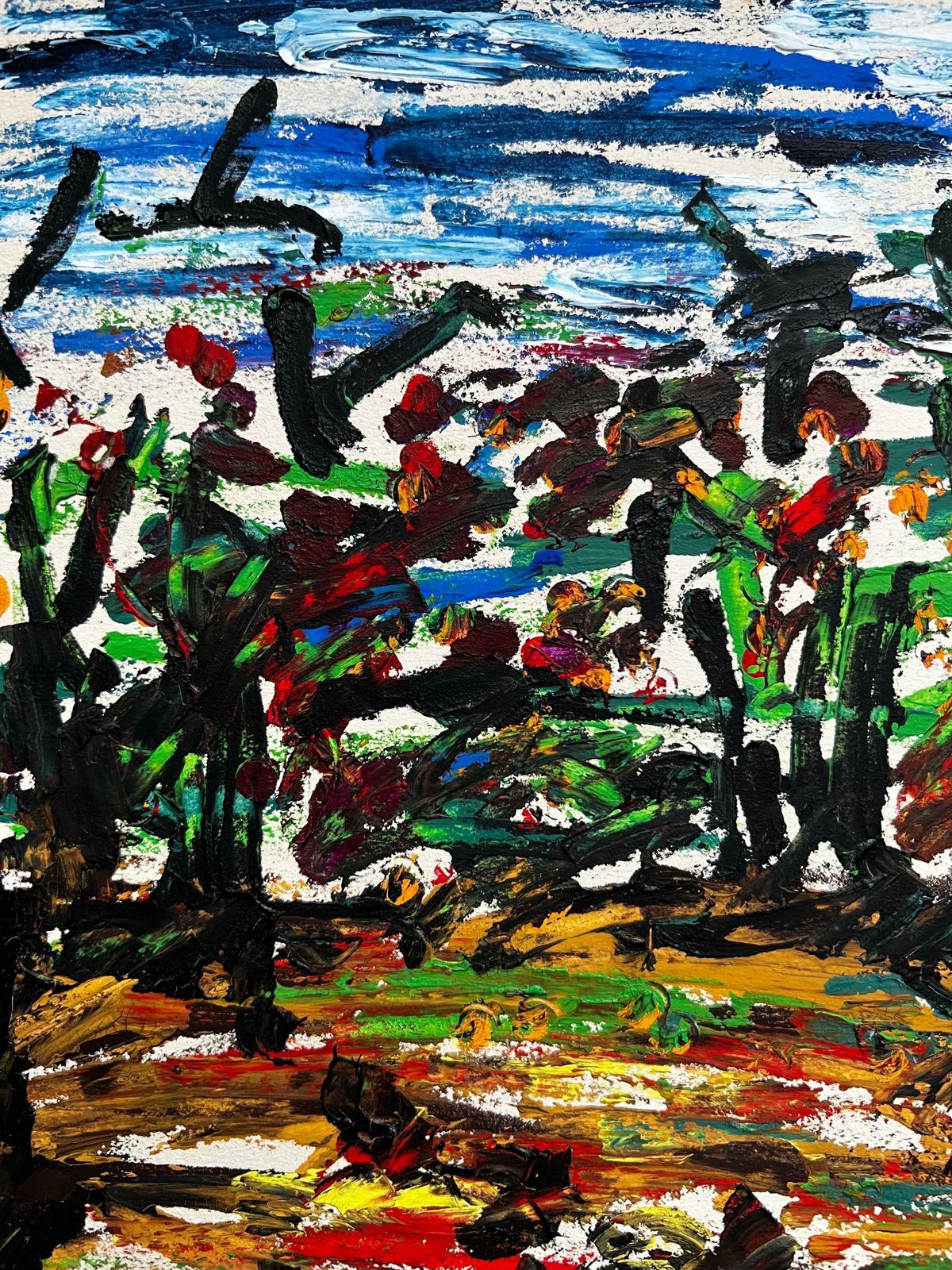 Bernard Labbe1950's Modernist/ Cubist Painting   Dotty Landscape1950's photo furniture