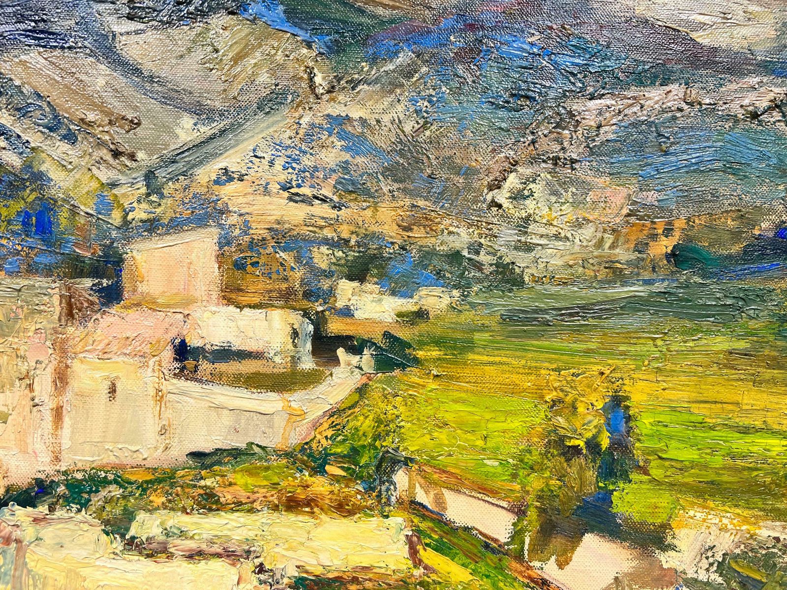 Josine Vignonvillage In Provence Landscape Signed Thick Impasto French Oil1960's photo vintage
