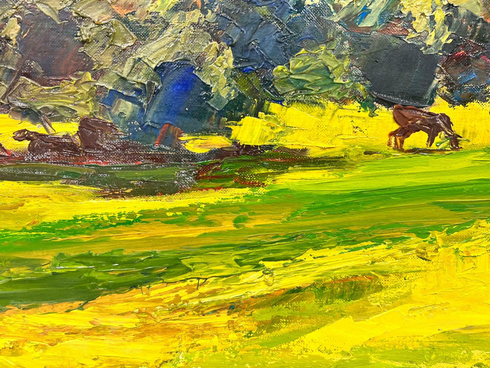 photo furniture Josine Vignonwild Horses In A French Summer Field Thick Oil Impasto1960's