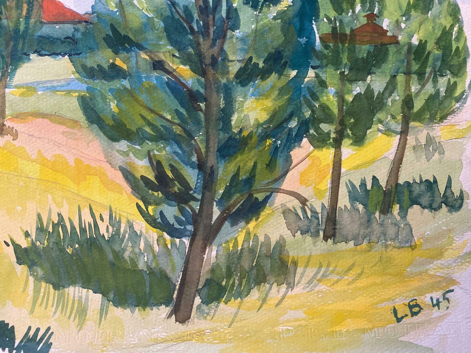 Louis Bellon1940's Provence Painting French Green Trees     Post Impressionist Artistc. 1940s photo Art