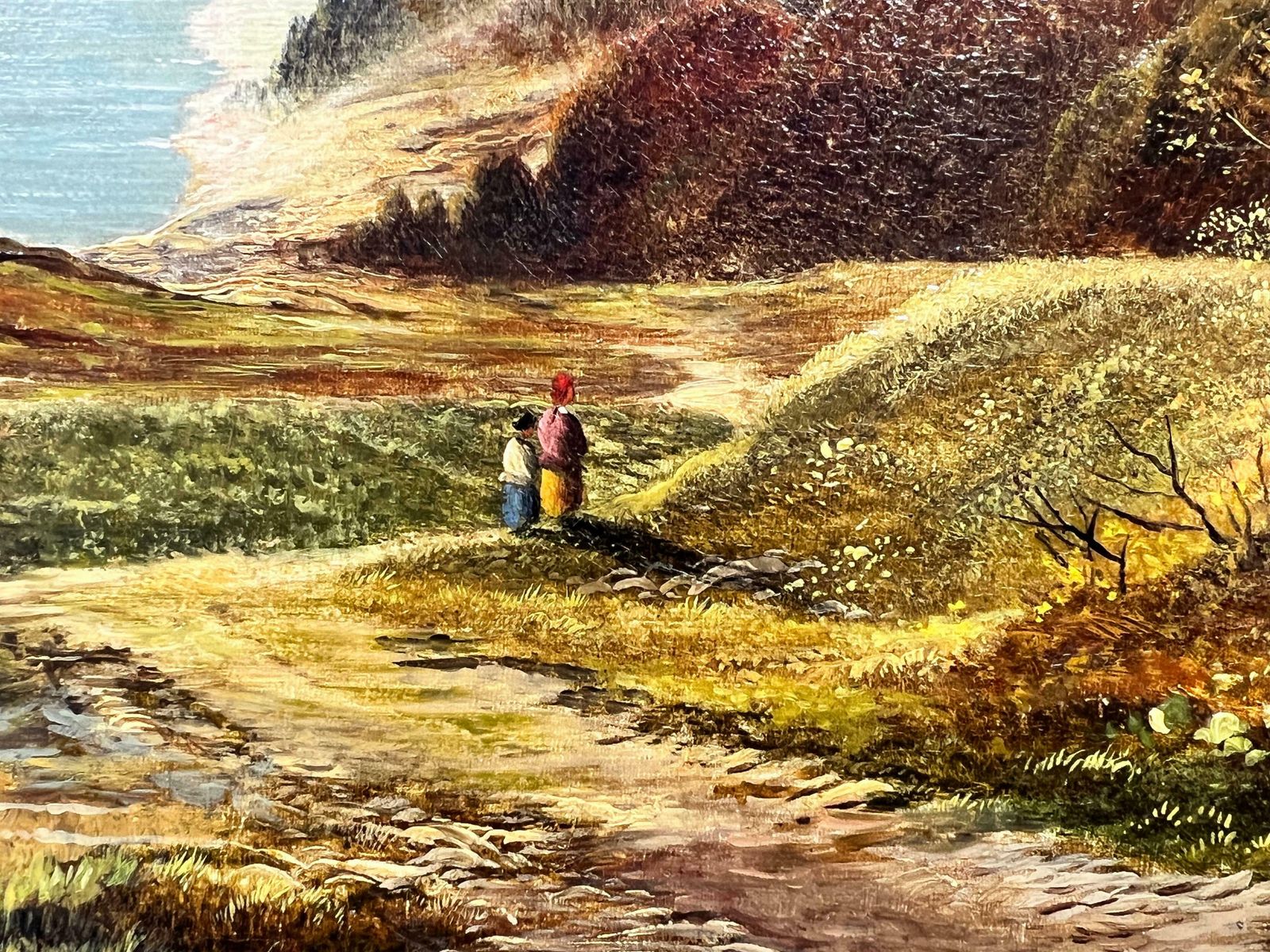 Charles Leslievery Fine Victorian Scottish Signed Oil Painting Panoramic Loch Scene Mountainsc. 1875 photo Art