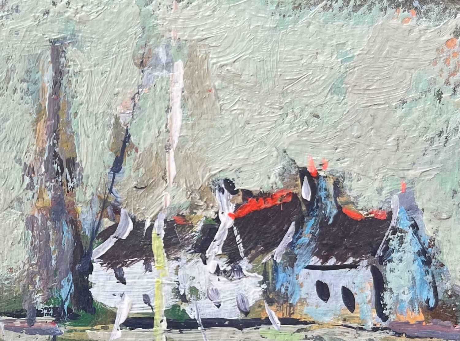Fanch Lelfrench Impressionist Oil Painting Of Boats By The Sea In Breton Village2004 photo 506.0
