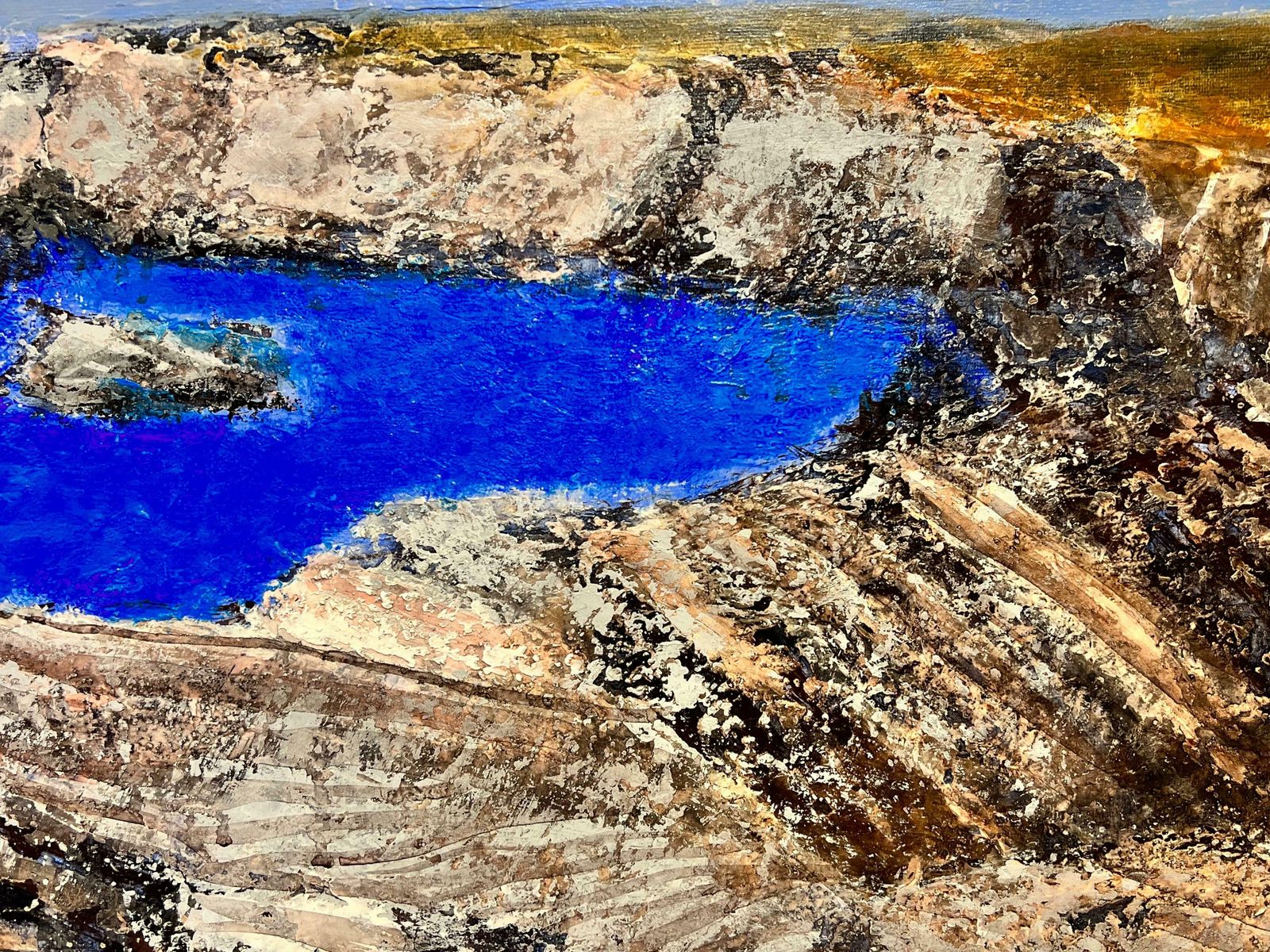 20th Century Frenchlarge Modern French Abstract Seascape Landscape  Blue Seas Rocky Coast, Signed photo Art