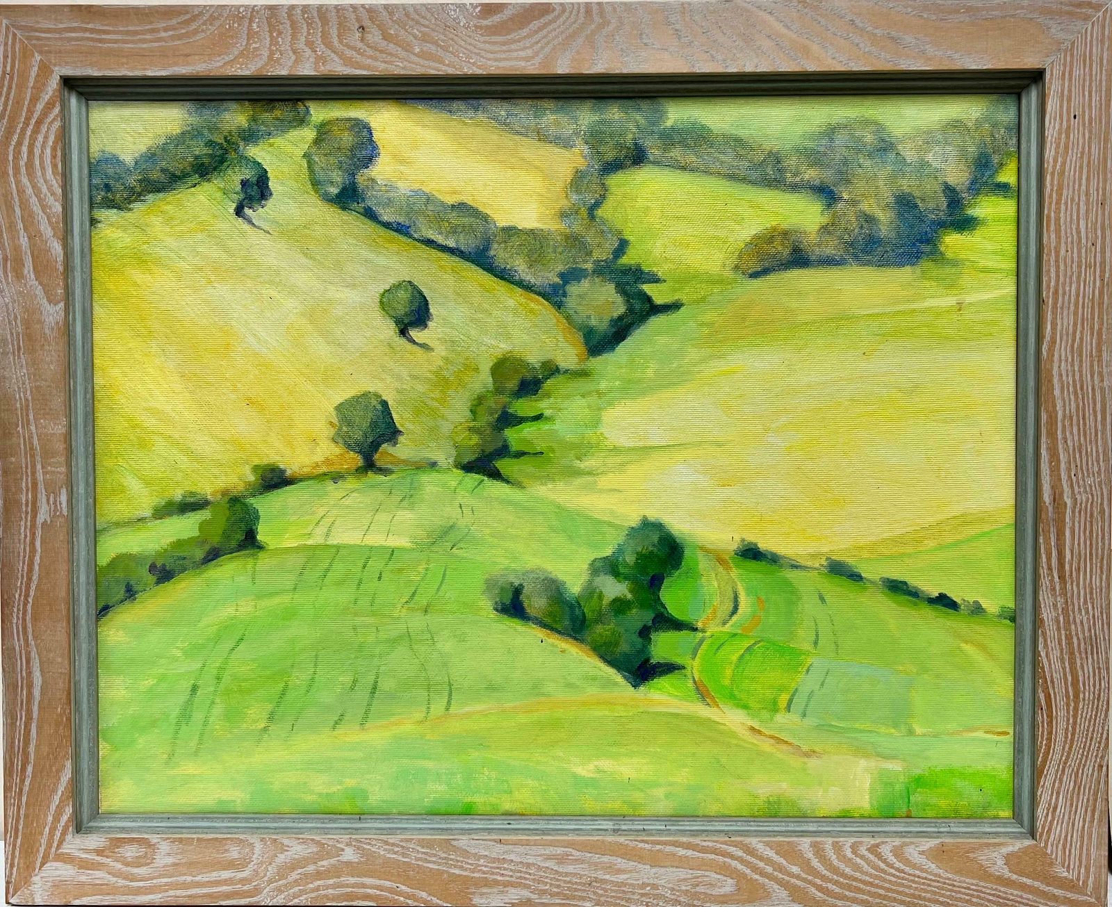 Jill Jacksonbright Golden Green Fields, British Modernist Contemporary Painting photo furniture