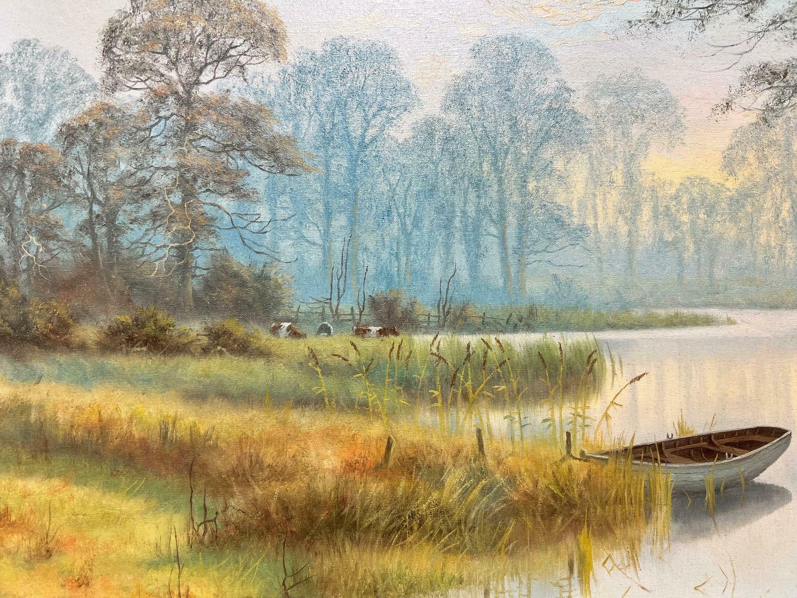 Spencer Colemansunrise Over Tranquil River Landscape With Cattle Grazing In Meadows English Oil photo furniture