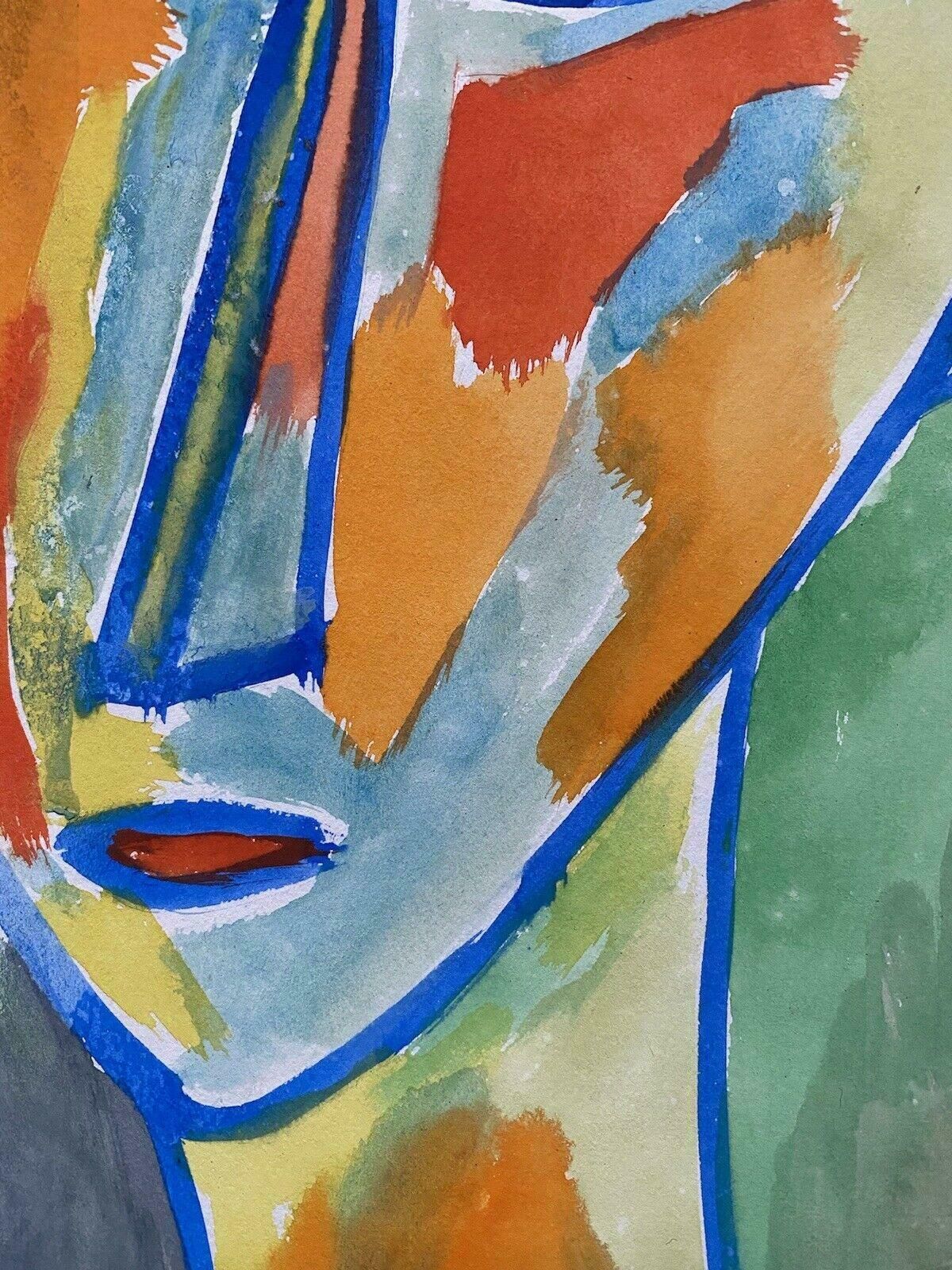 Jean Marcjean Marc (1949 2019) 20th Century French Modernist Painting   Portrait Of Facec. 1980's photo Art