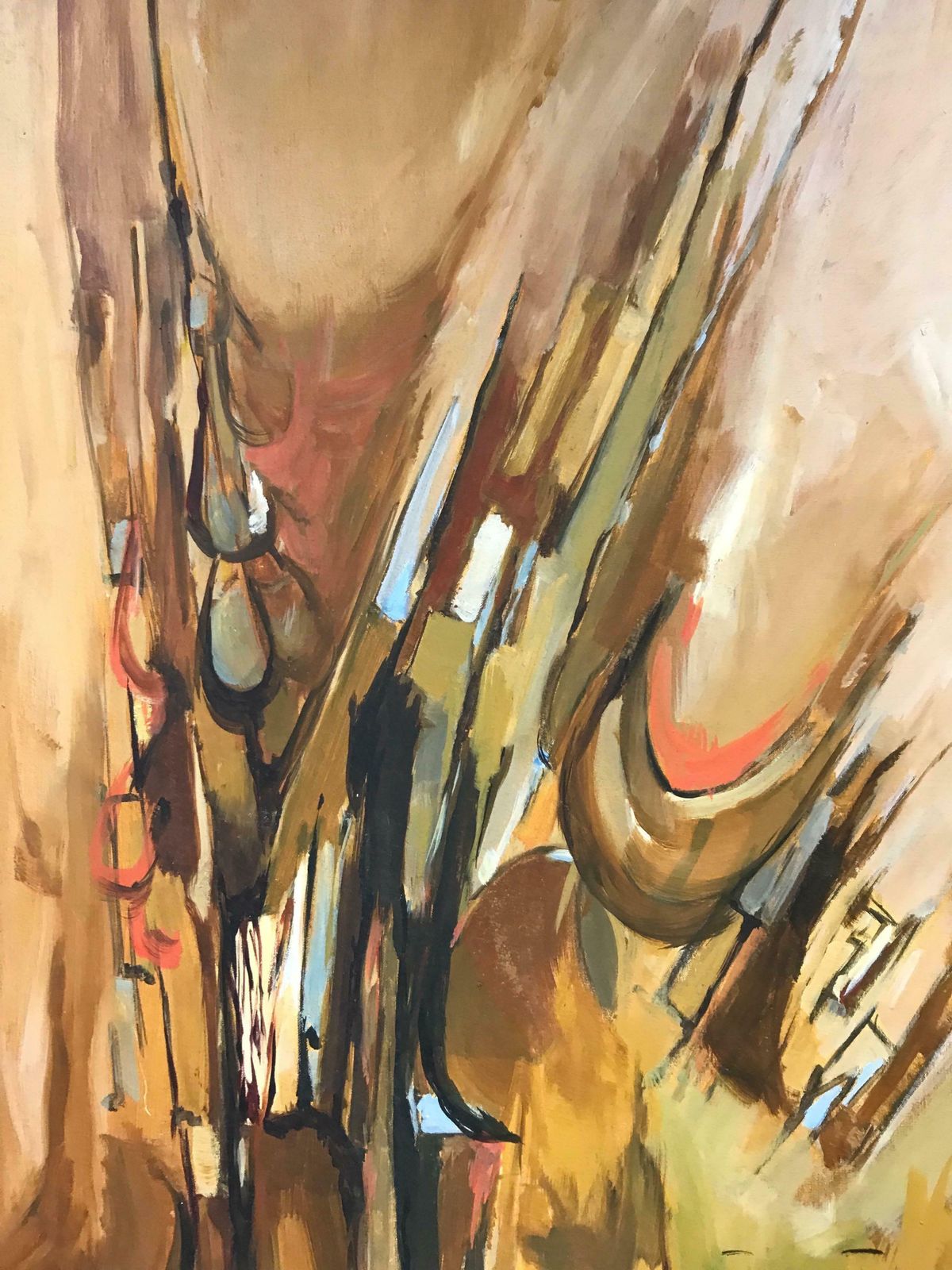 French Schoolhuge French Abstract Composition Painting Cubist Shapes, Muted Color Palette photo buy