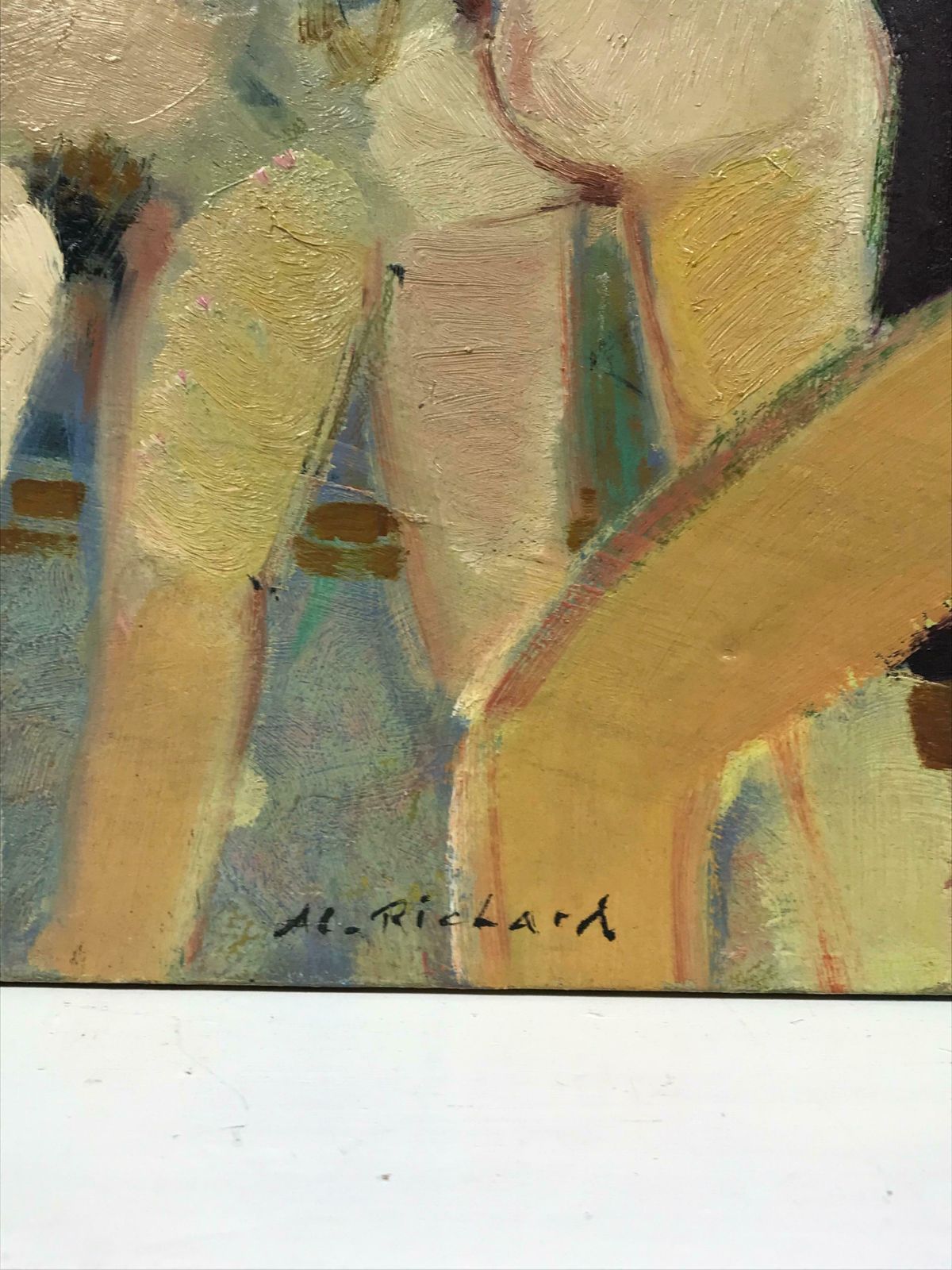 20th Century French Schoolfrench Modernist Signed Oil   Nude Women Lovers Figurative Group, 20th Century photo vinterior