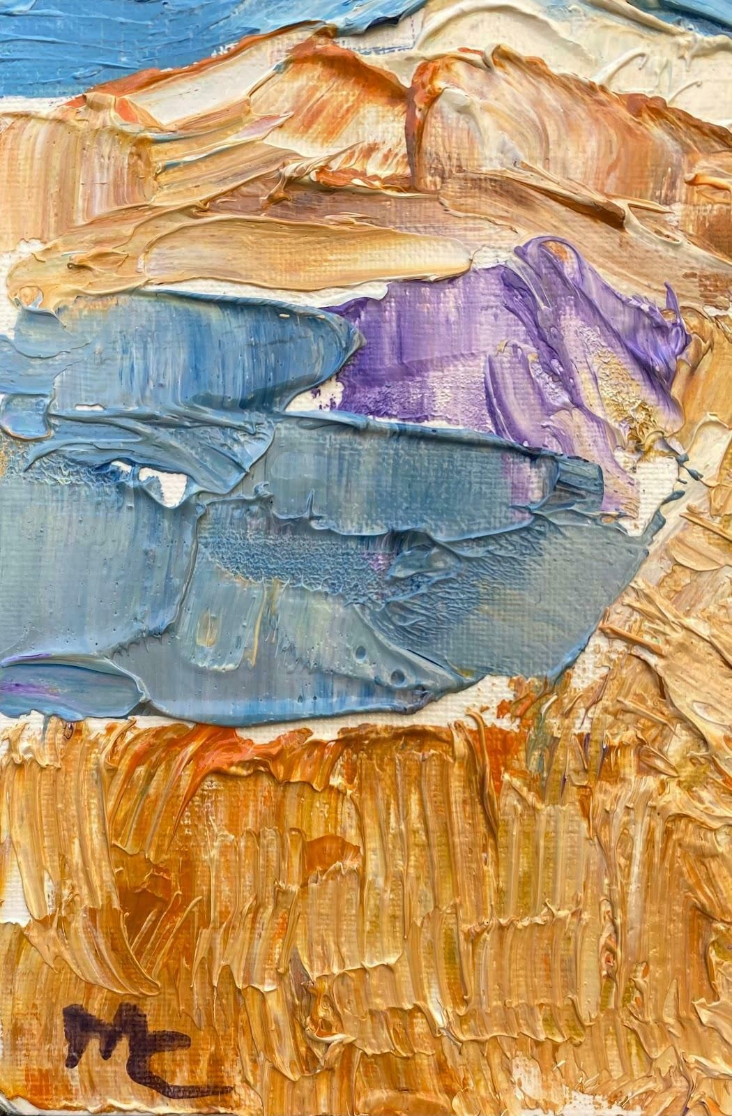 Maggy Claryssepastel French Impressionist Oil Painting Blue Mountainscape C.2000 photo furniture