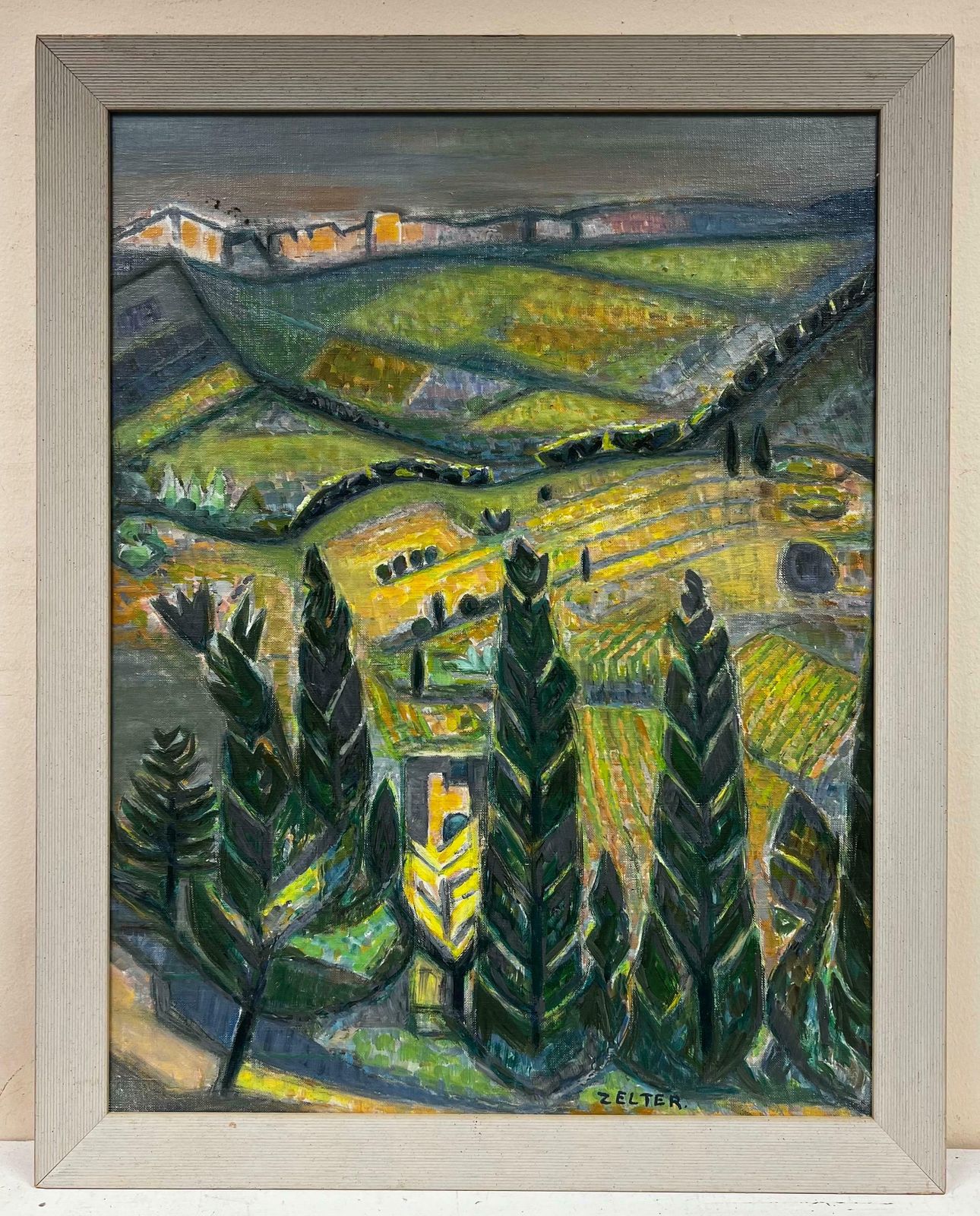 20th Century French School20th Century French Modernist Signed Oil Provence Landscape, Framed photo furniture