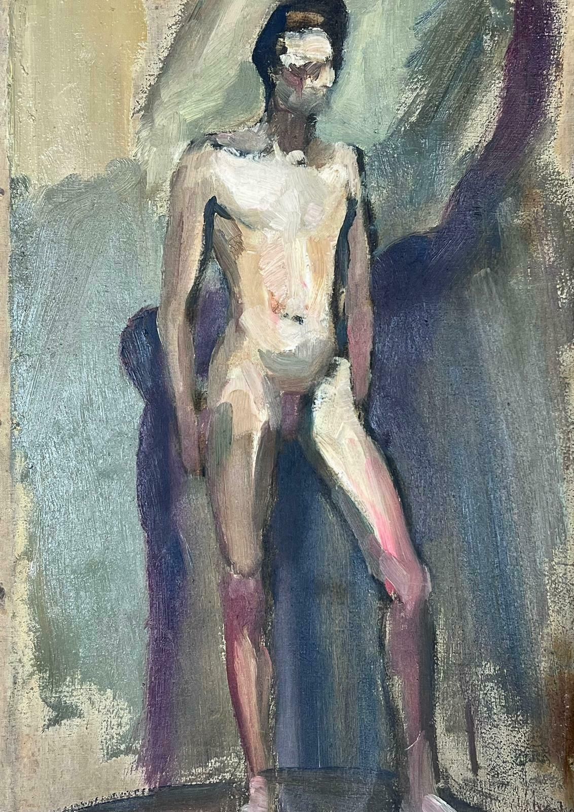 Josine Vignon1950s French Post Impressionist Signed Nude Man Artists Posed Model 1950s photo 1023.0