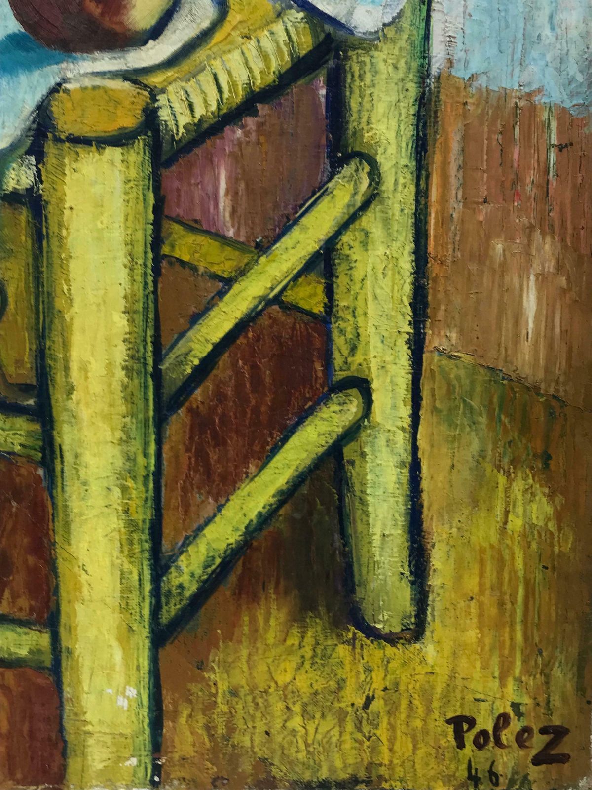 20th Century French Schoollarge 1940's French Post Impressionist Signed Oil   Old Chair With Fruit 1940's photo 2249.0
