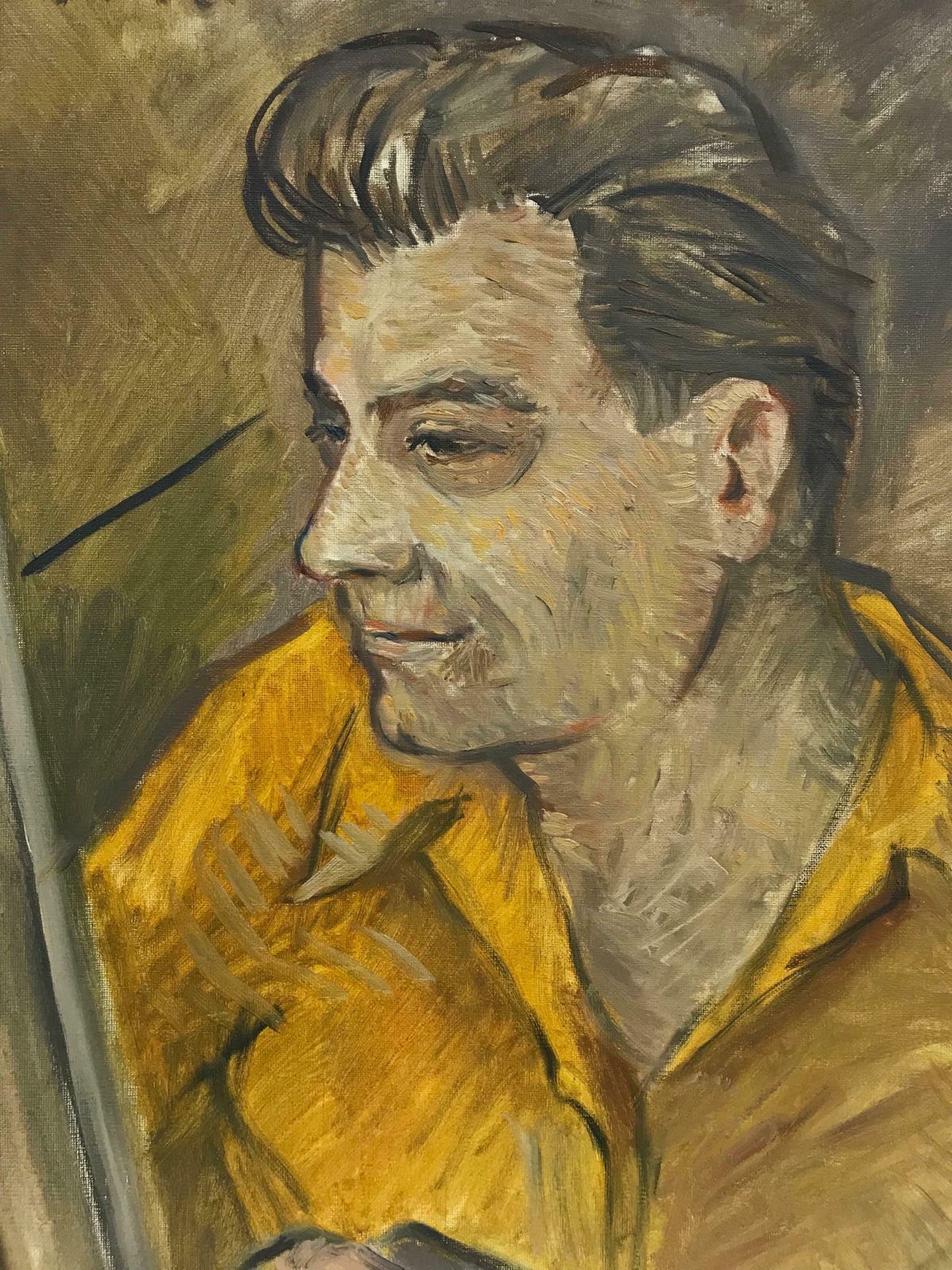 20th Century French School1950's French Impressionist Signed Oil   Artist At Easel Self Portraitc. 1957 photo Art