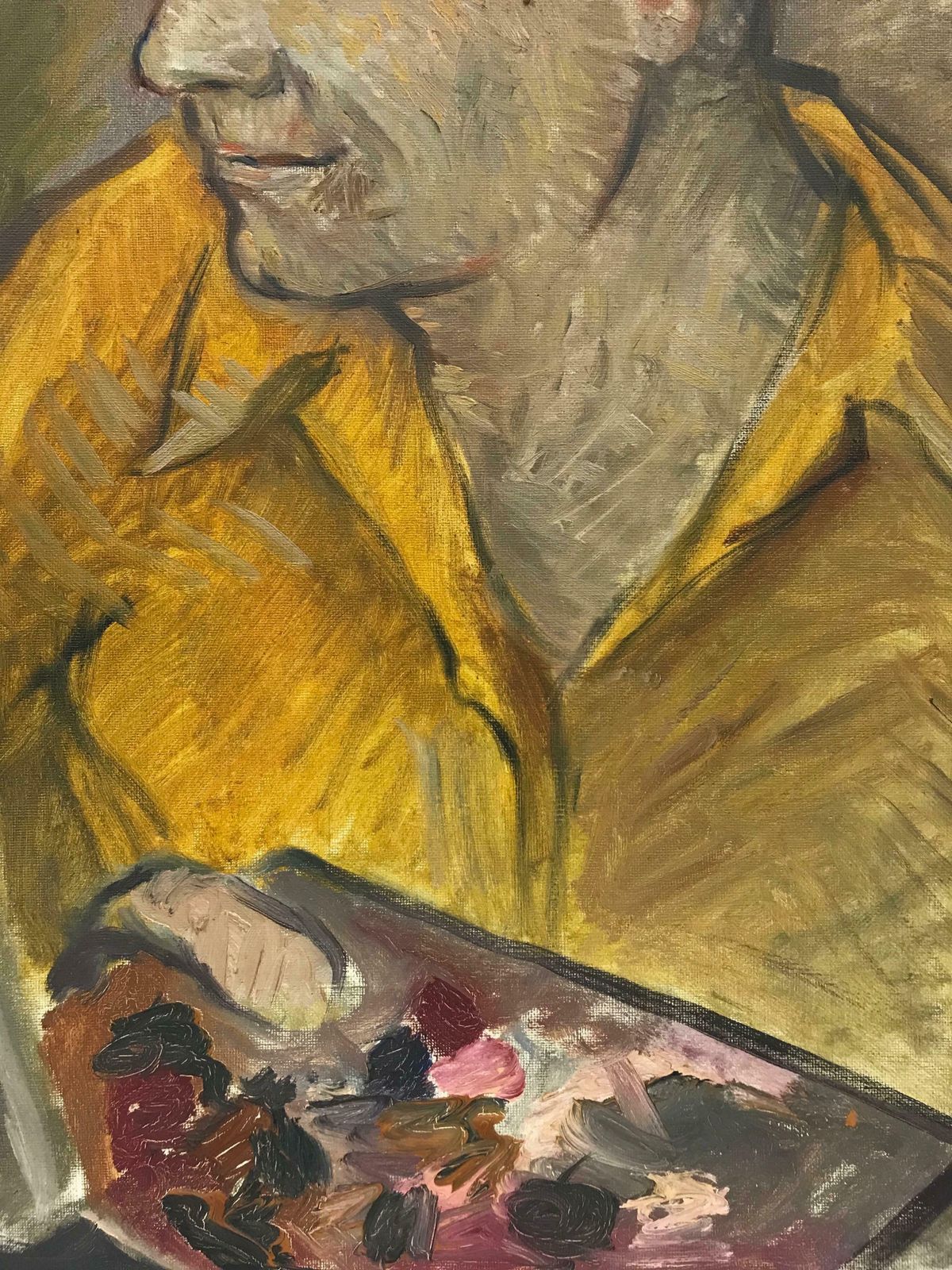 20th Century French School1950's French Impressionist Signed Oil   Artist At Easel Self Portraitc. 1957 photo 920.0