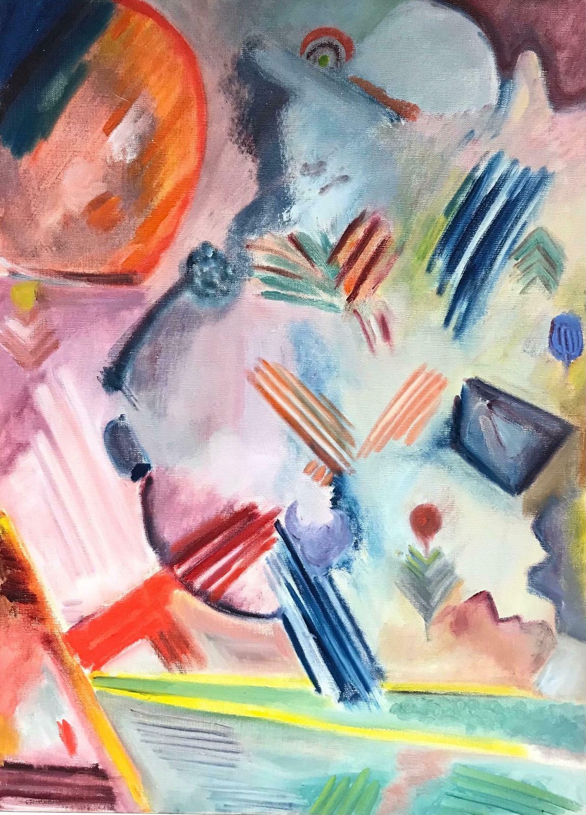 20th Century French Schoollarge 20th Century French Abstract Painting, Bright Colors & Vivid Shapes