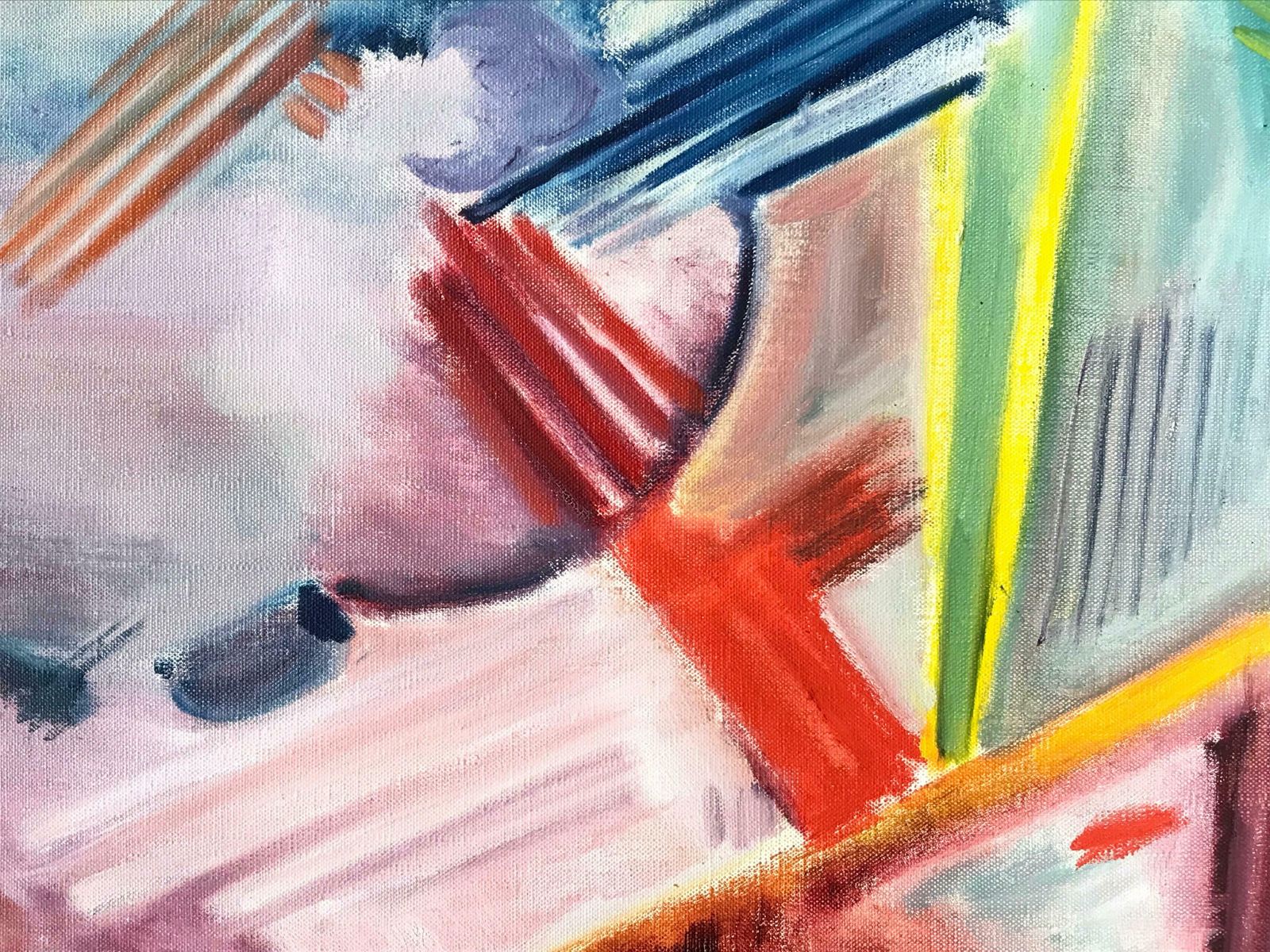 20th Century French Schoollarge 20th Century French Abstract Painting, Bright Colors & Vivid Shapes photo 1533.0