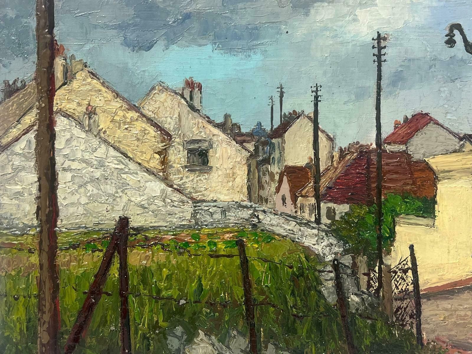 Josine Vignon1950s French Post Impressionist Signed Oil Old French Village Back Streets1950s photo for sale